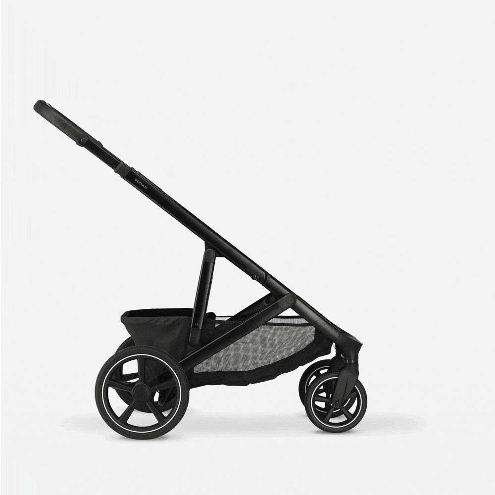 Evy Duo kinderwagen zwart met twee zitplaatsen en vijfpuntsgordel