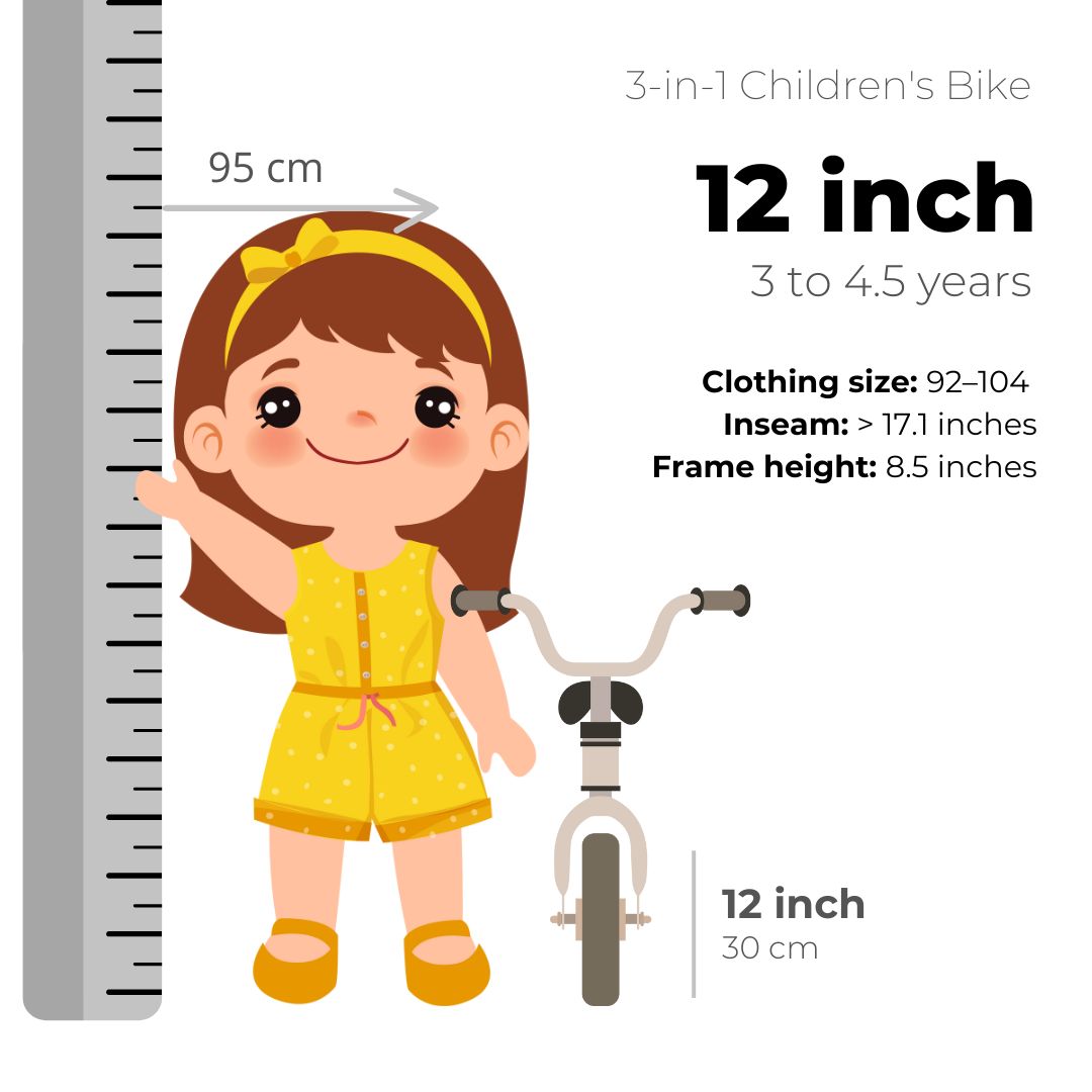 Luxe Kinderfiets 12 inch - 3 in 1 - loopfiets Roze