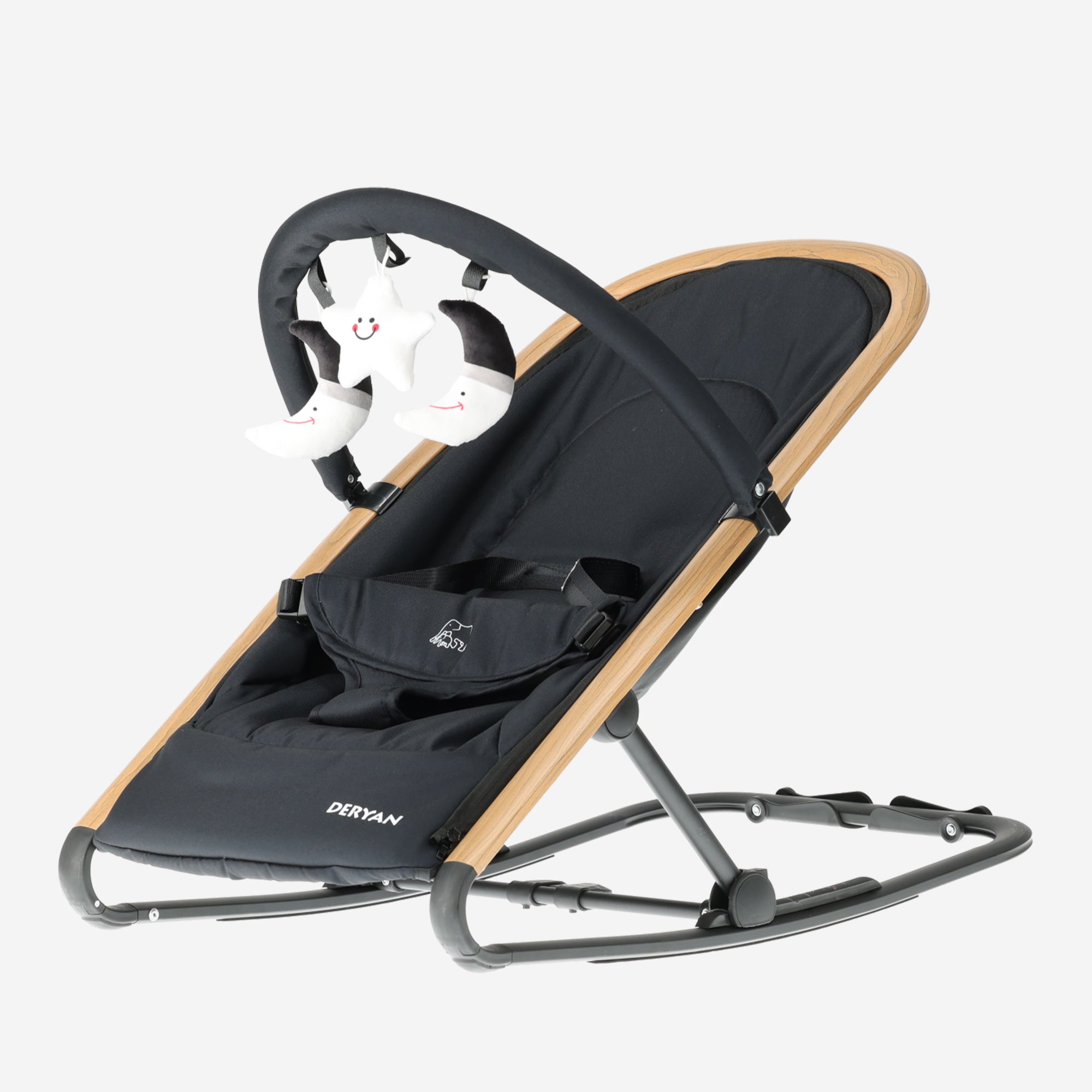 Wipstoel Rocker Zwart compact en lichtgewicht met brede zitting