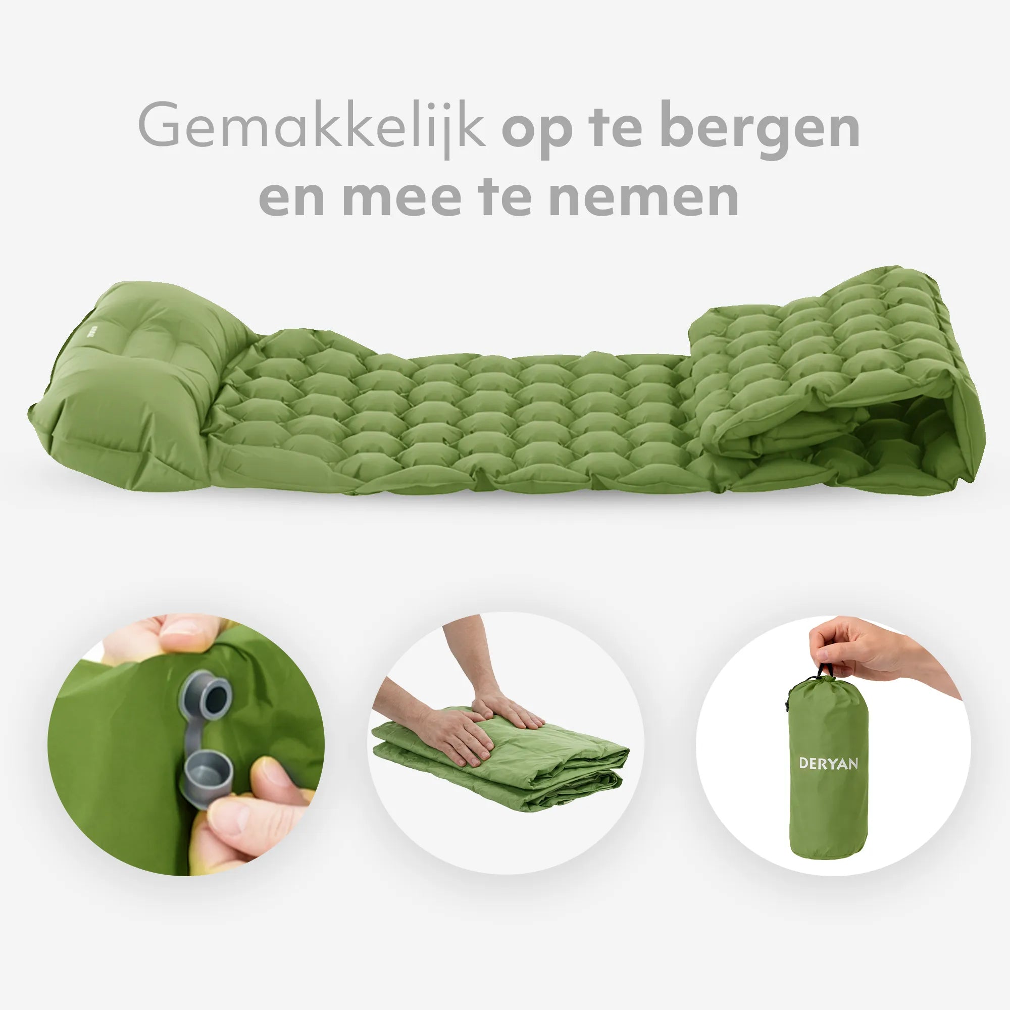 Deryan Air Bed - Luchtbed Kamperen - Inclusief tas - Groen