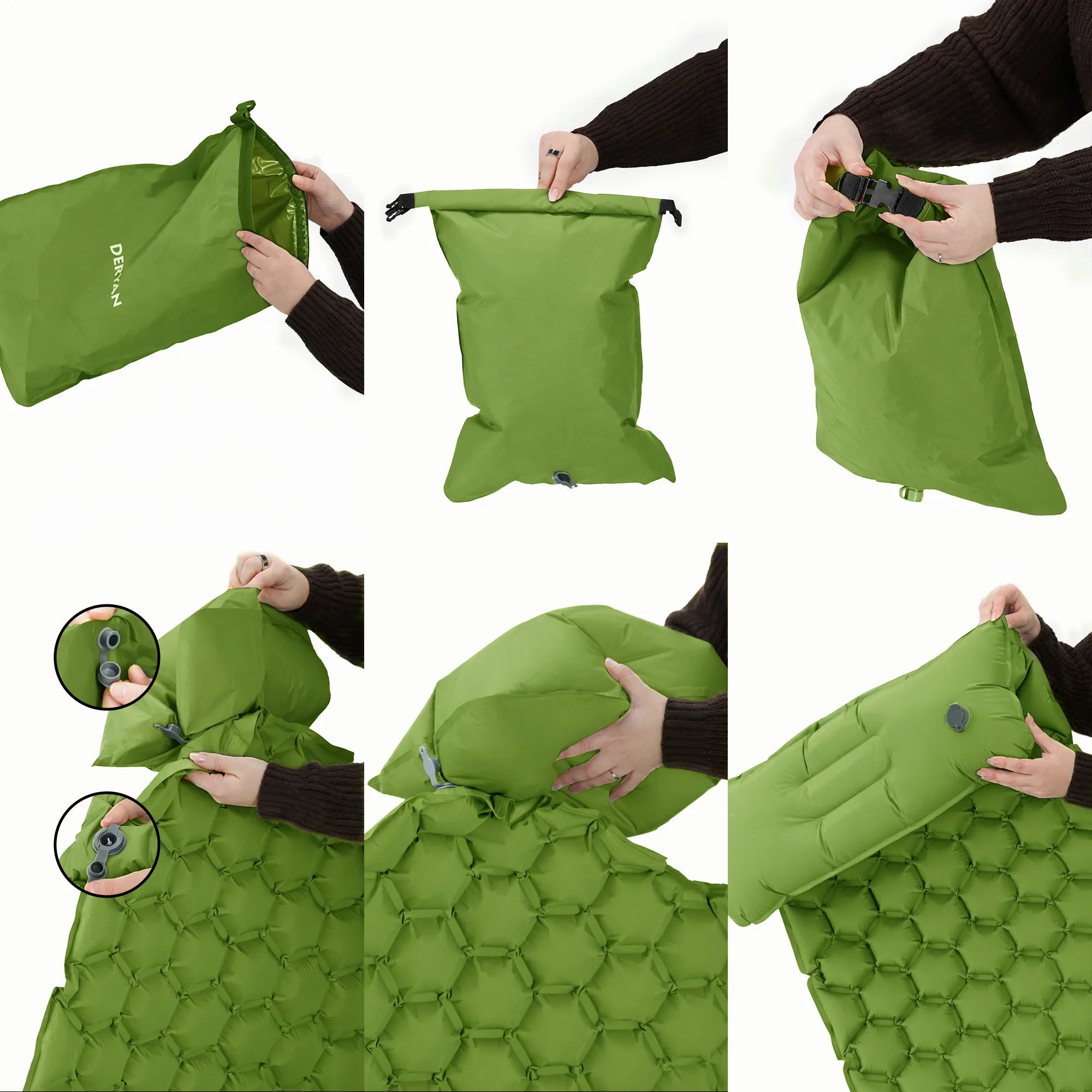 Deryan Air Bed - Luchtbed Kamperen - Inclusief tas - Groen