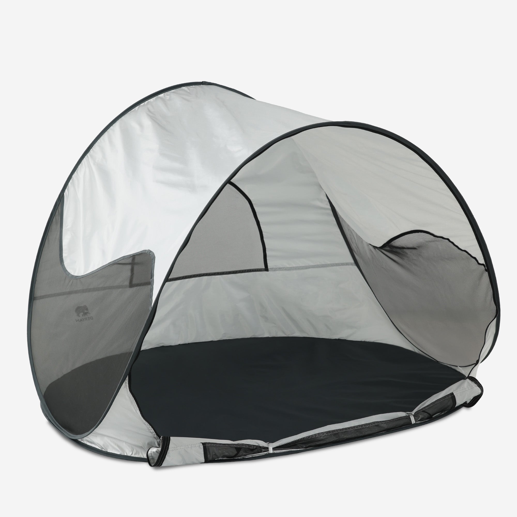 Strandtent Zilver beachtent kleur zilver compact biedt beschutting tegen wind en zon