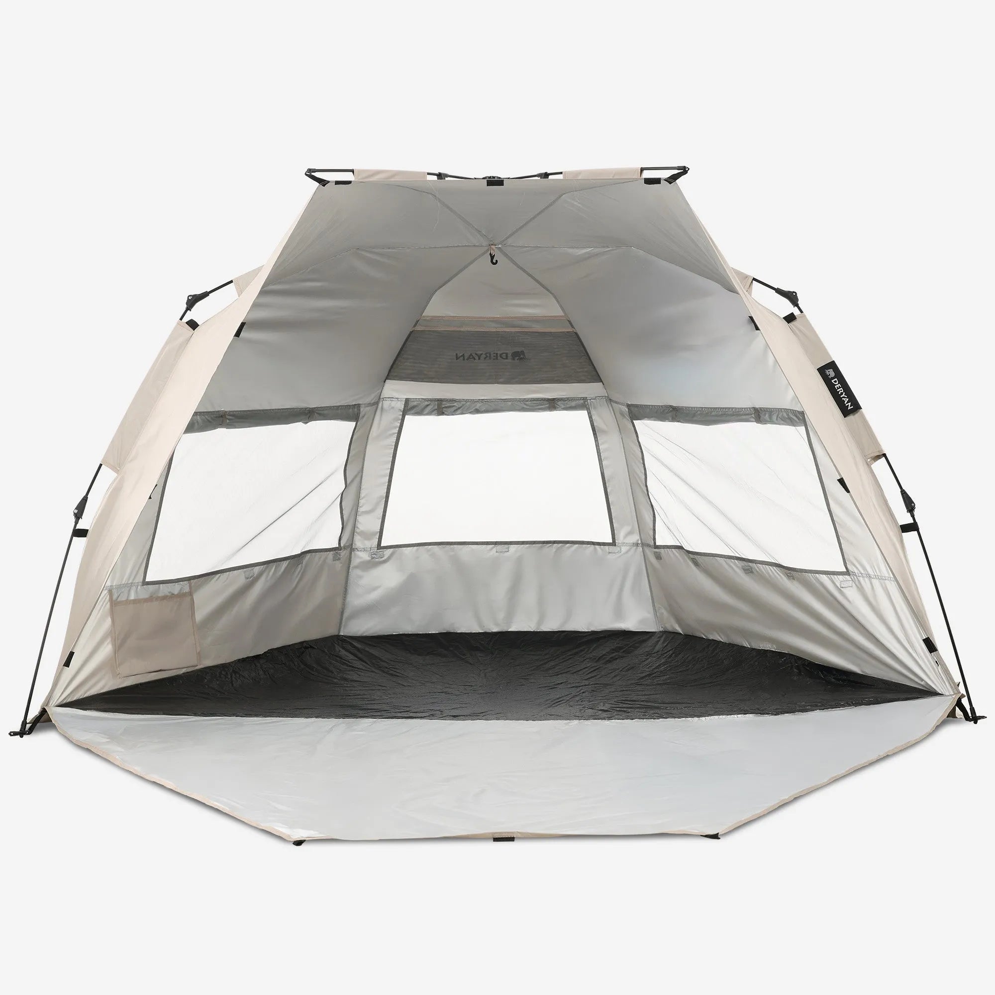 Up To Go Strandtent met ultrareflecterende stof op zandstrand open voorkant