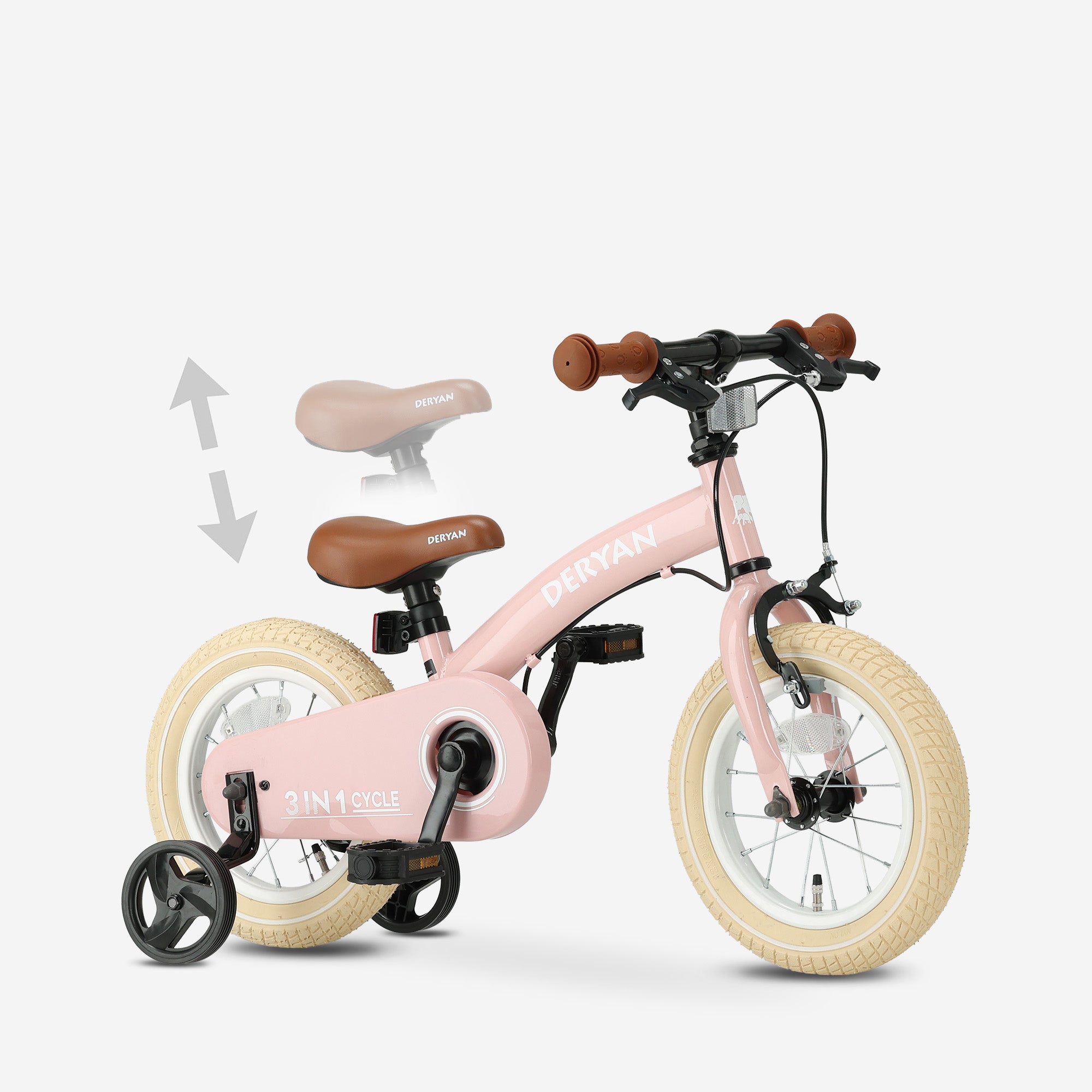 Luxe Kinderfiets 12 inch - 3 in 1 - loopfiets Roze
