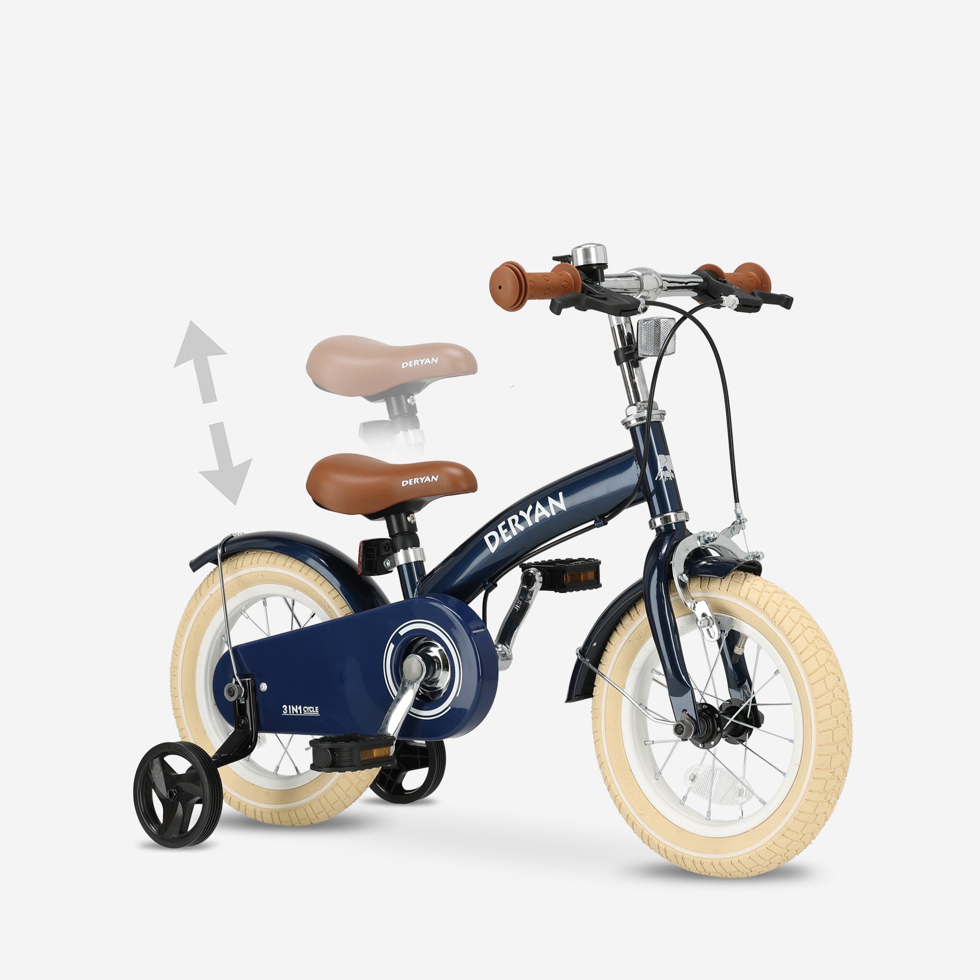 Luxe Kinderfiets 12 inch - 3 in 1 - loopfiets Blauw