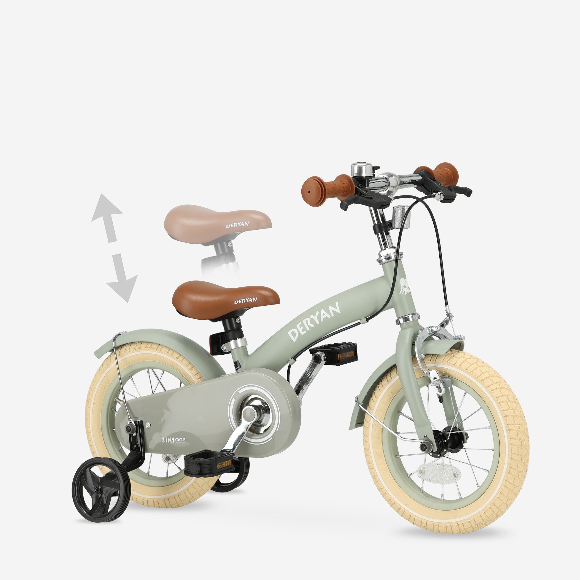 Luxe Kinderfiets 12 inch - 3 in 1 - loopfiets Groen
