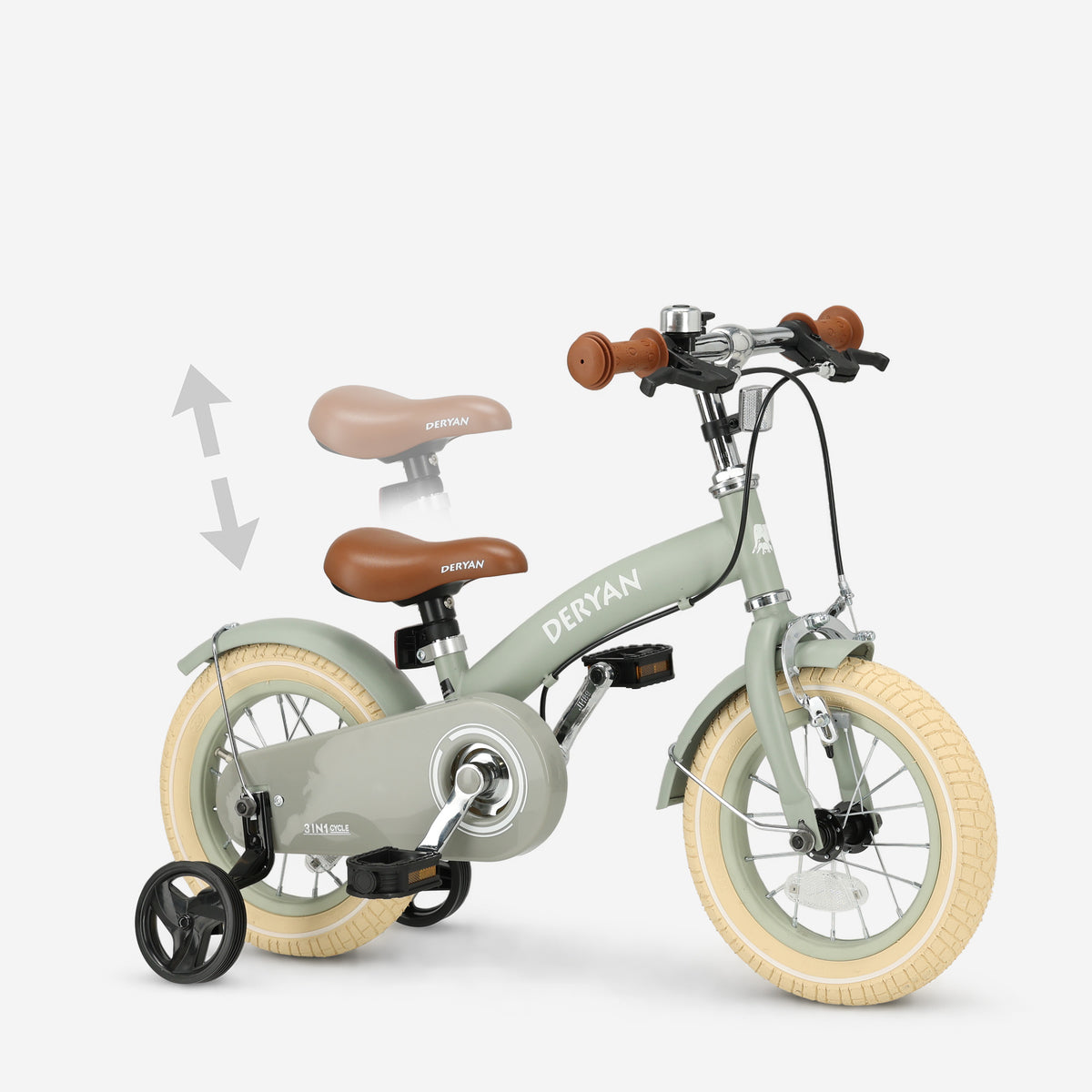 Luxe Kinderfiets 12 inch - 3 in 1 - loopfiets Groen