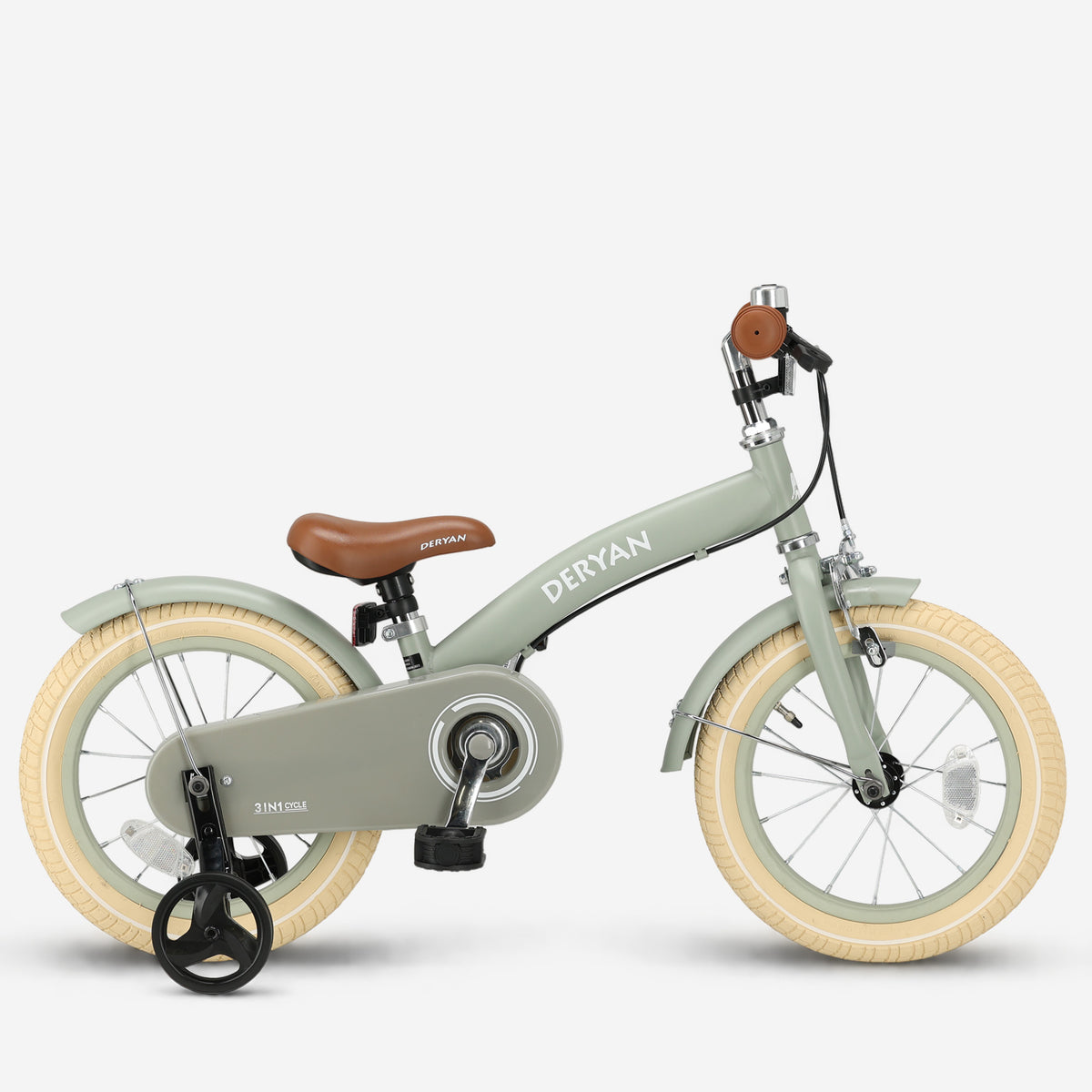 Luxe Kinderfiets 14 inch - 3 in 1 - loopfiets Groen