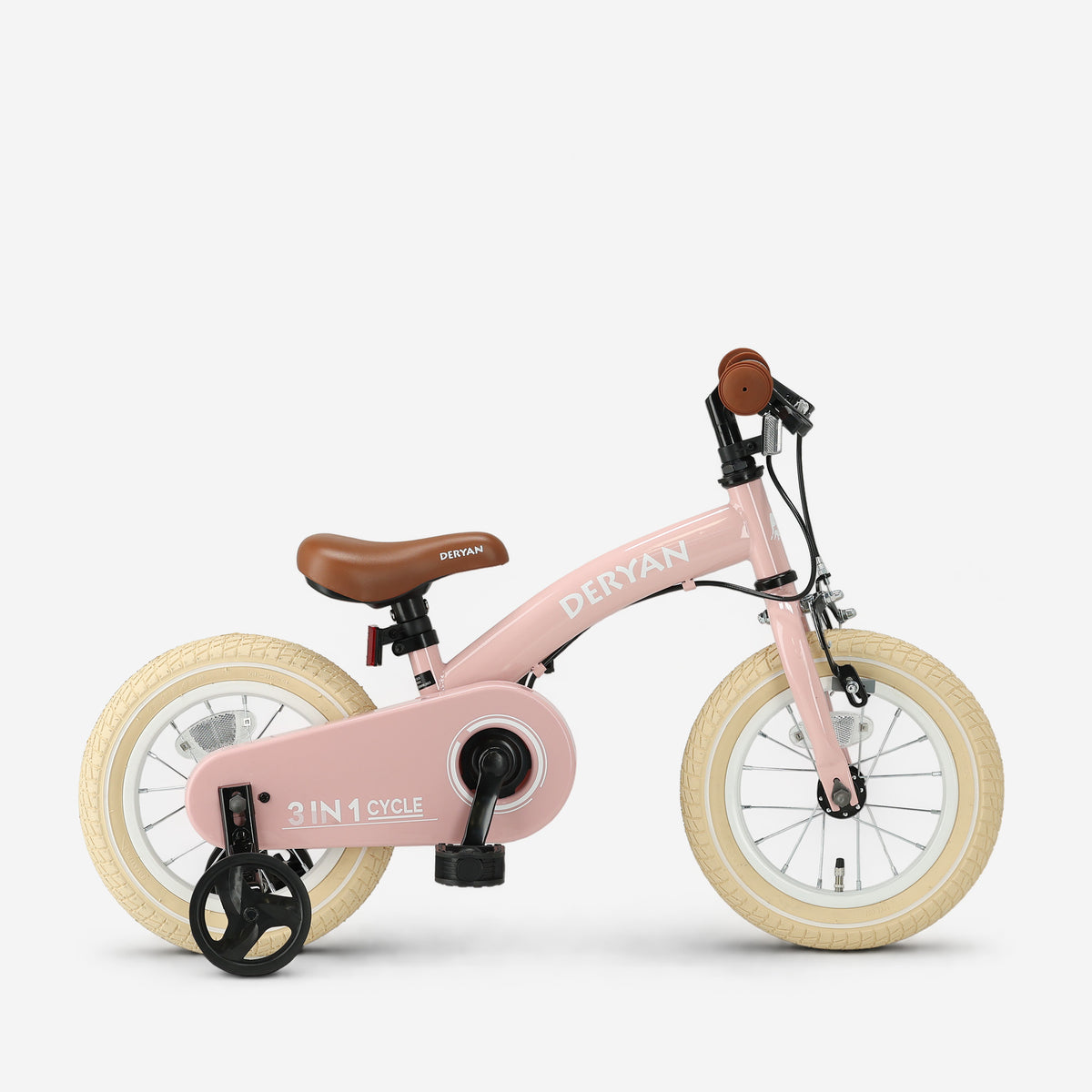 Luxe Kinderfiets 12 inch - 3 in 1 - loopfiets Roze