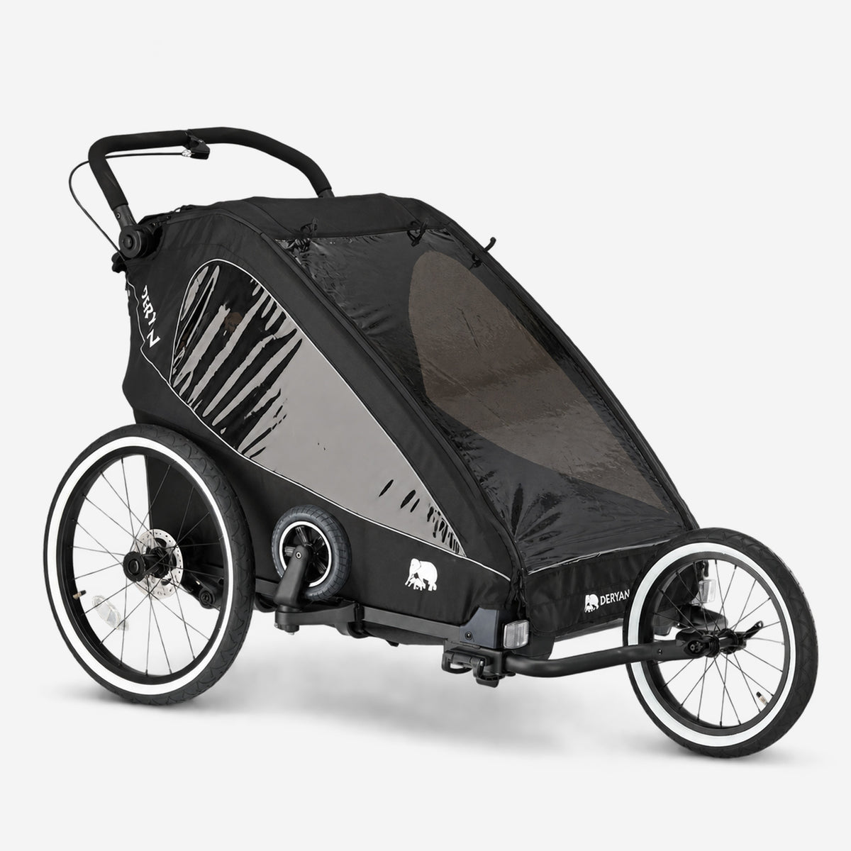 Luxe Fietskar V2 - Wandelwagen - Hardloopkinderwagen Zwart