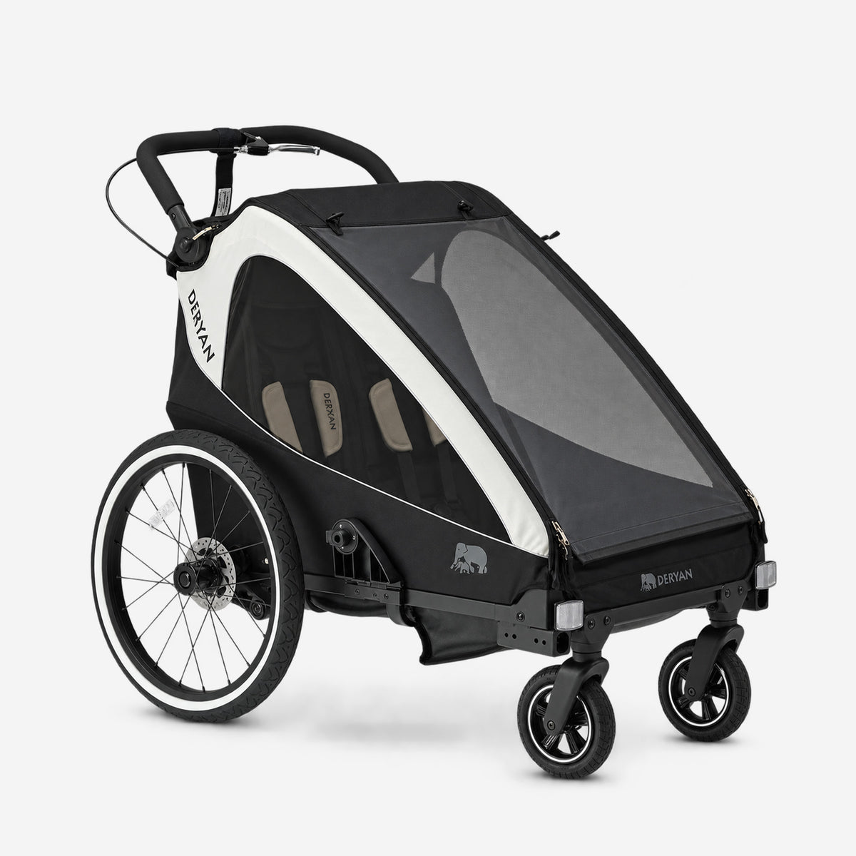 Luxe Fietskar V2 - Wandelwagen - Hardloopkinderwagen Cream