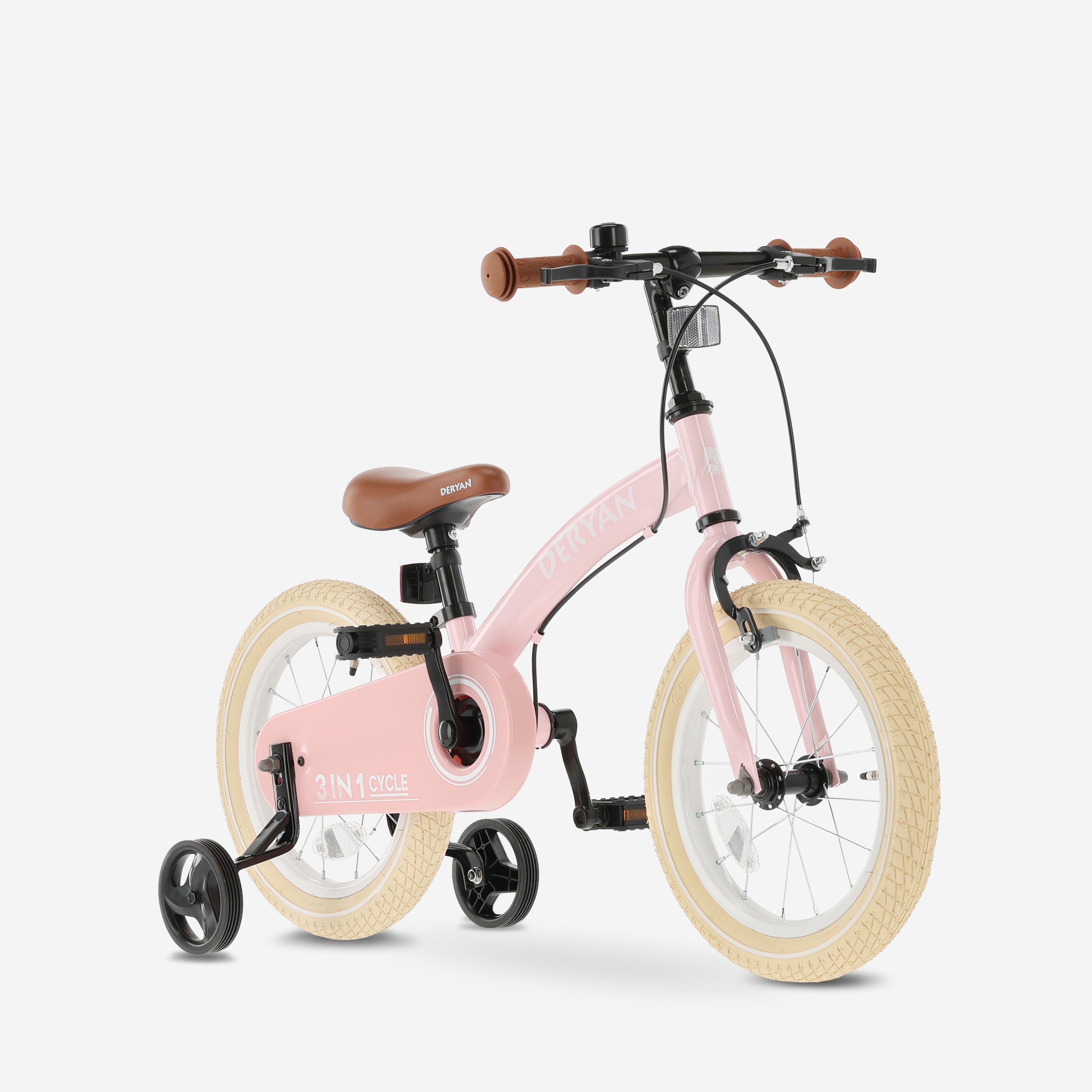 Luxe Kinderfiets 14 inch - 3 in 1 - loopfiets - Roze