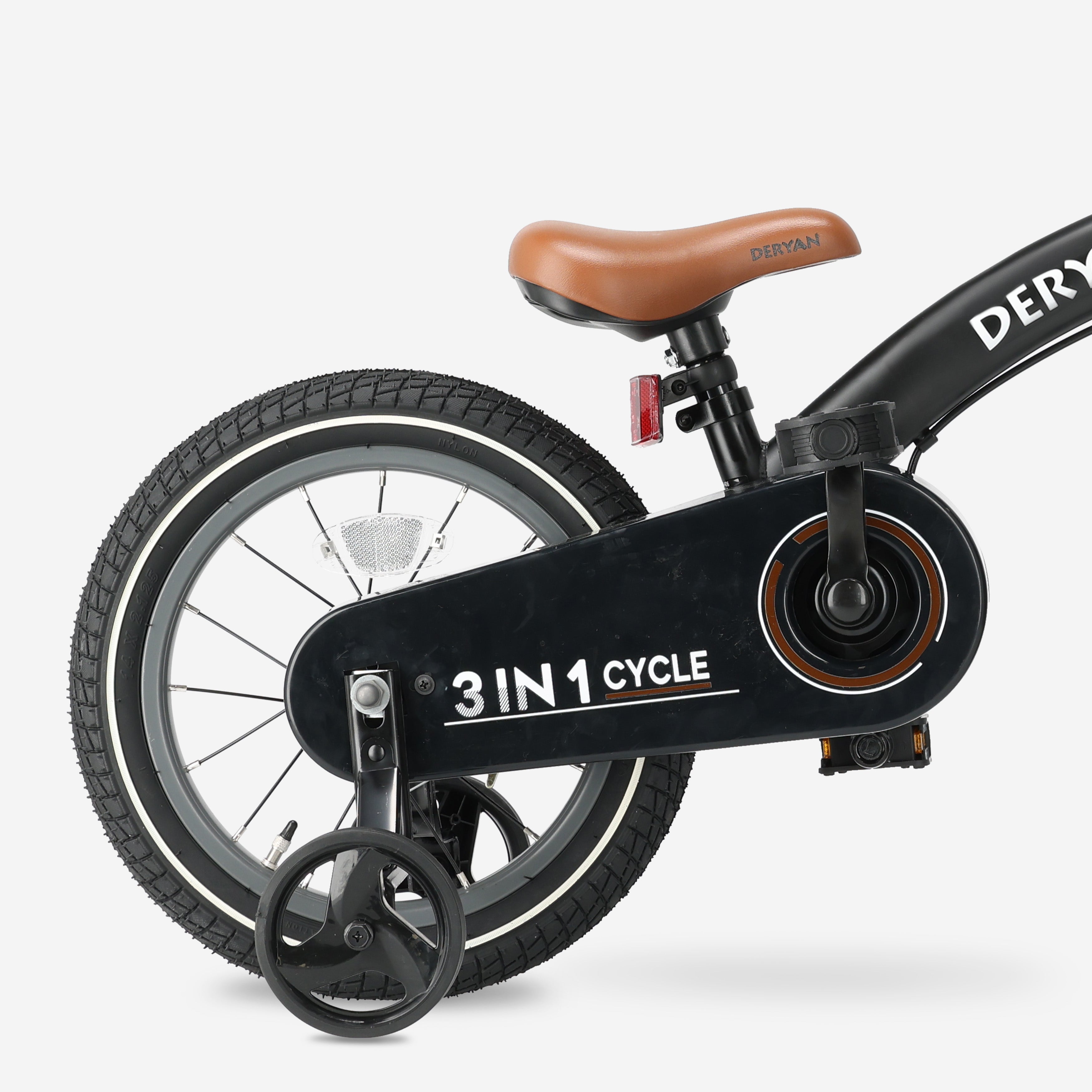Luxe Kinderfiets 14 inch - 3 in 1 - loopfiets Zwart