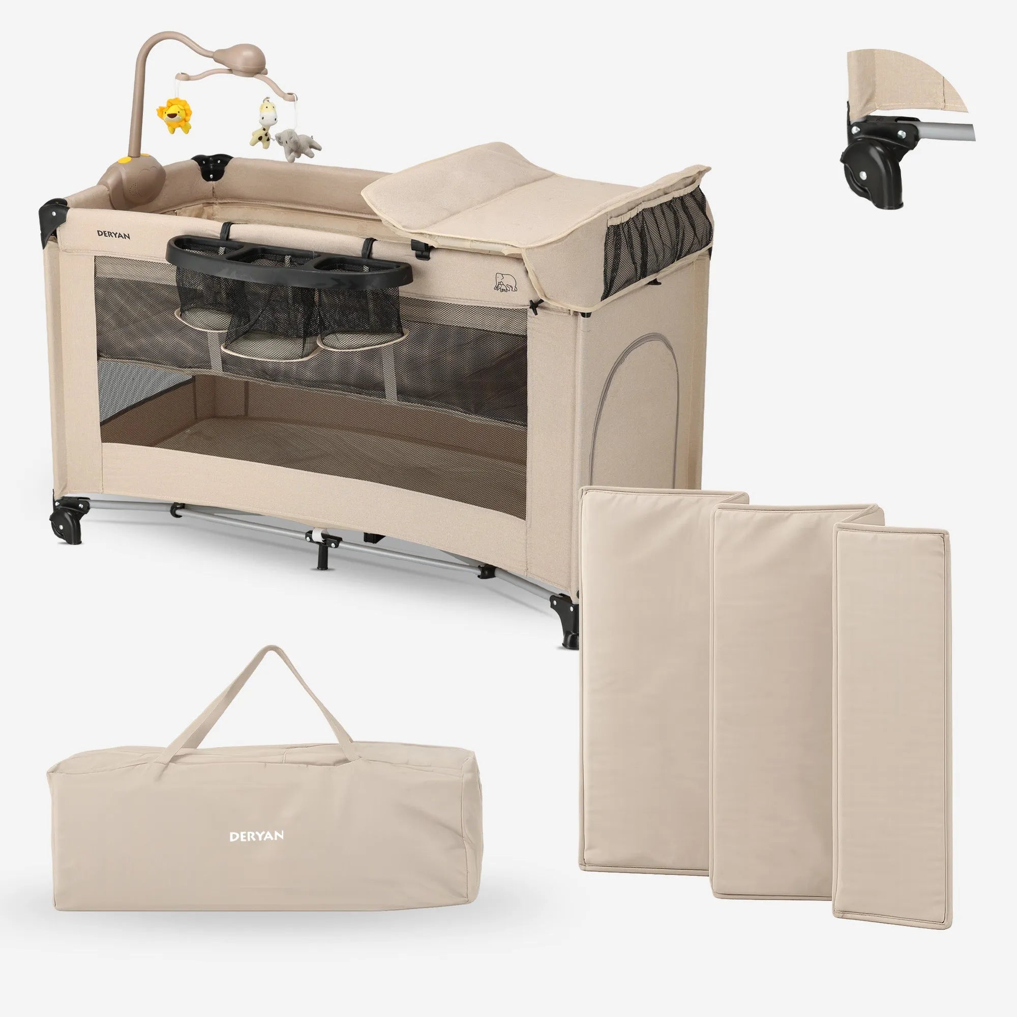 Believer Luxe campingbed Nougat inclusief bodemverhoger compact opvouwbaar reisbedje