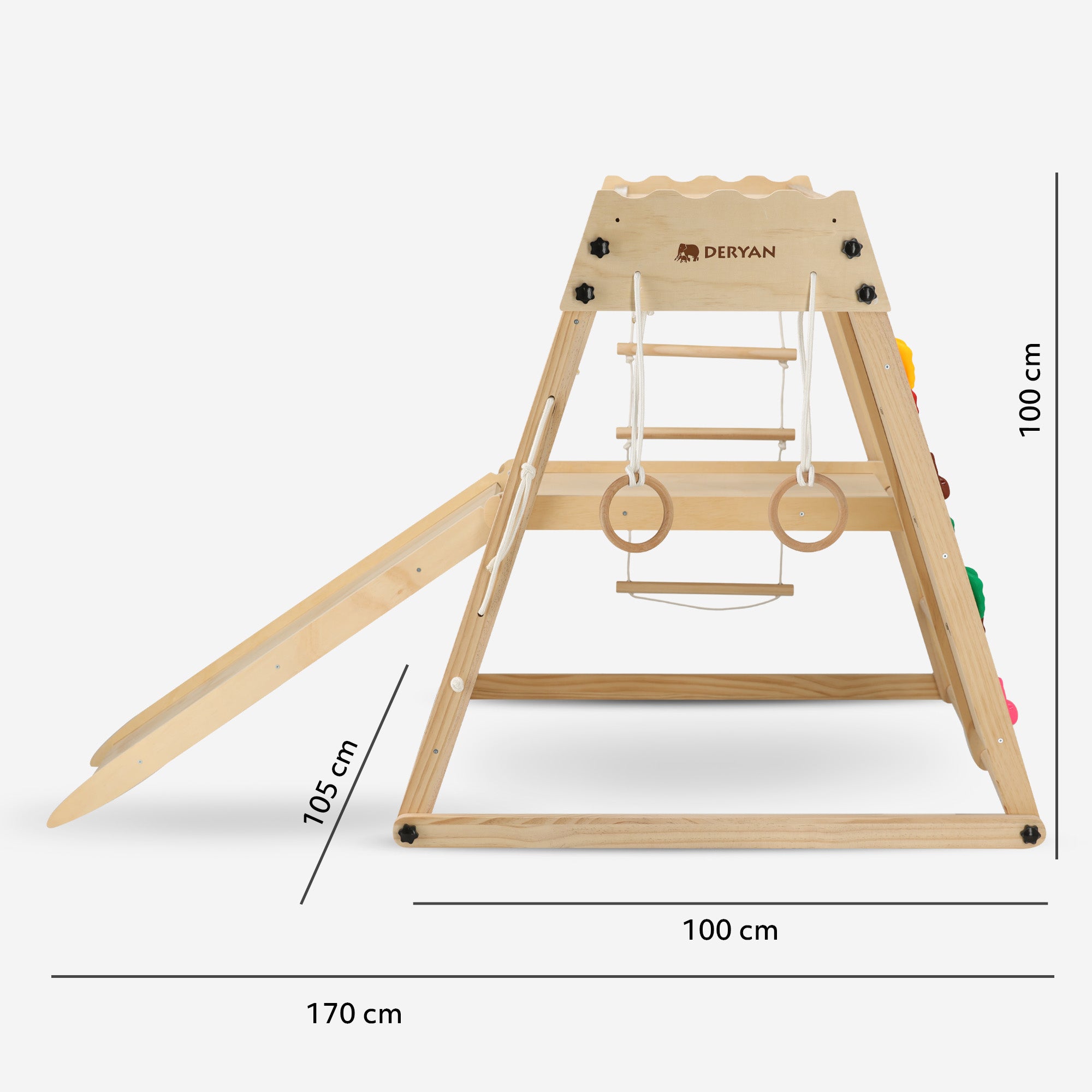 Luxe Houten Speelklimrek - Speeltoestel voor kinderen - Met glijbaan + Klimwand en Accessoires