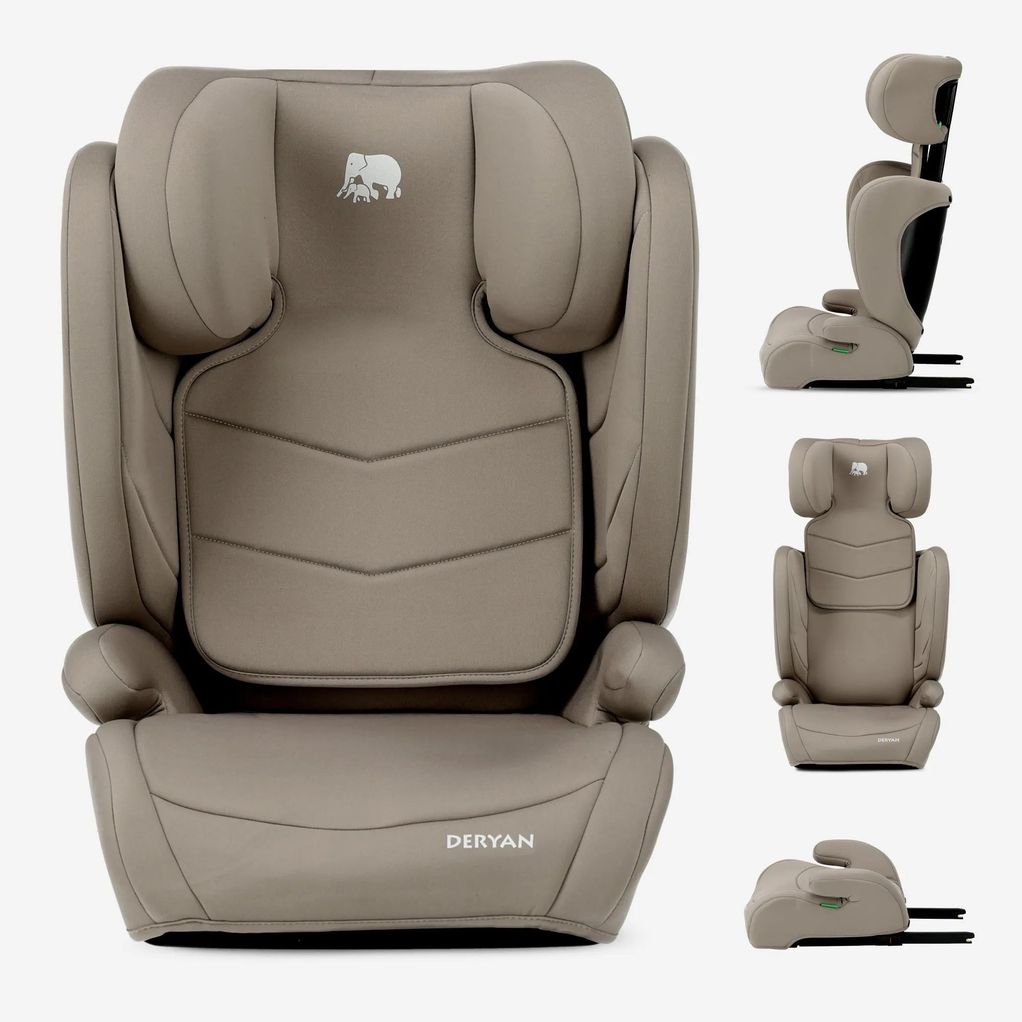 DERYAN Charlie Luxe i-Size Isofix autostoel 100-150 cm in Truffle Sand voor kinderen vanaf 3,5 jaar