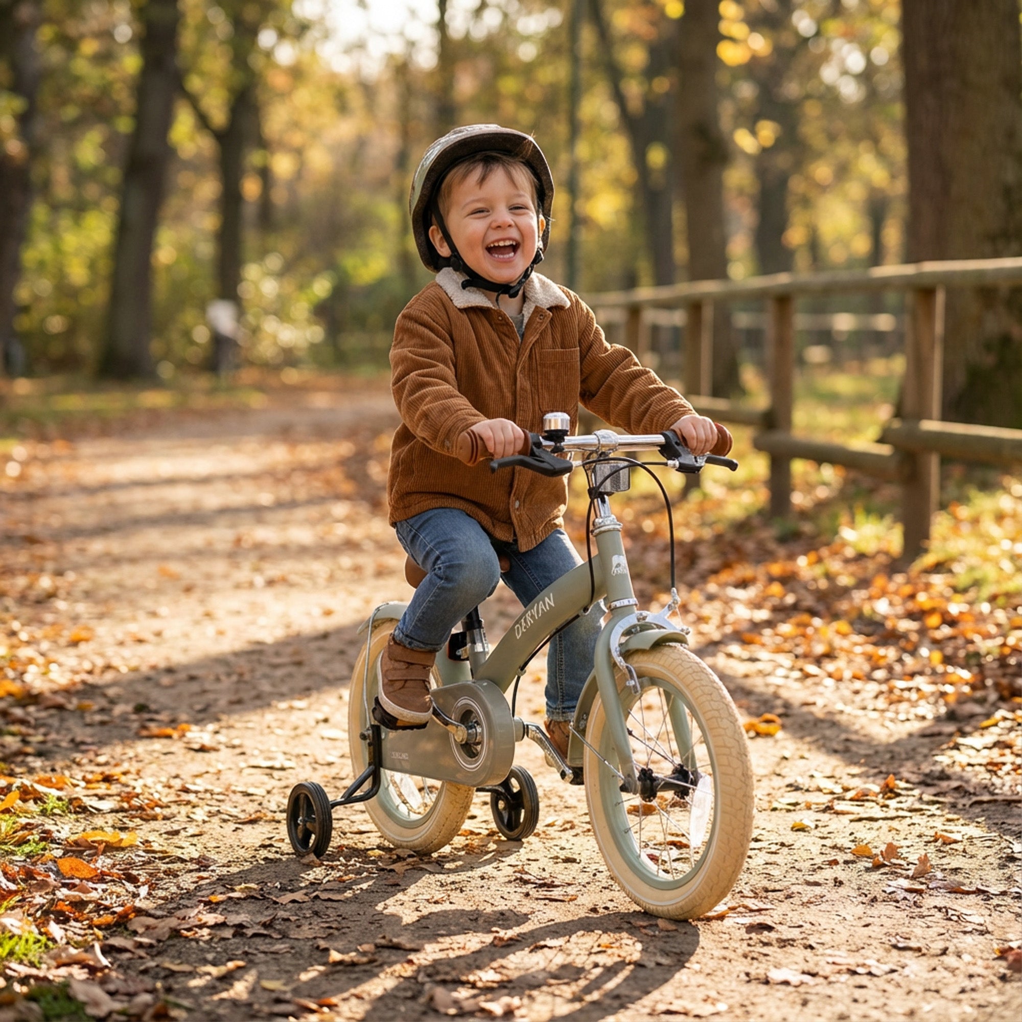 Luxe Kinderfiets groen 3-in-1 loopfiets met gesloten kettingkast en luchtbanden