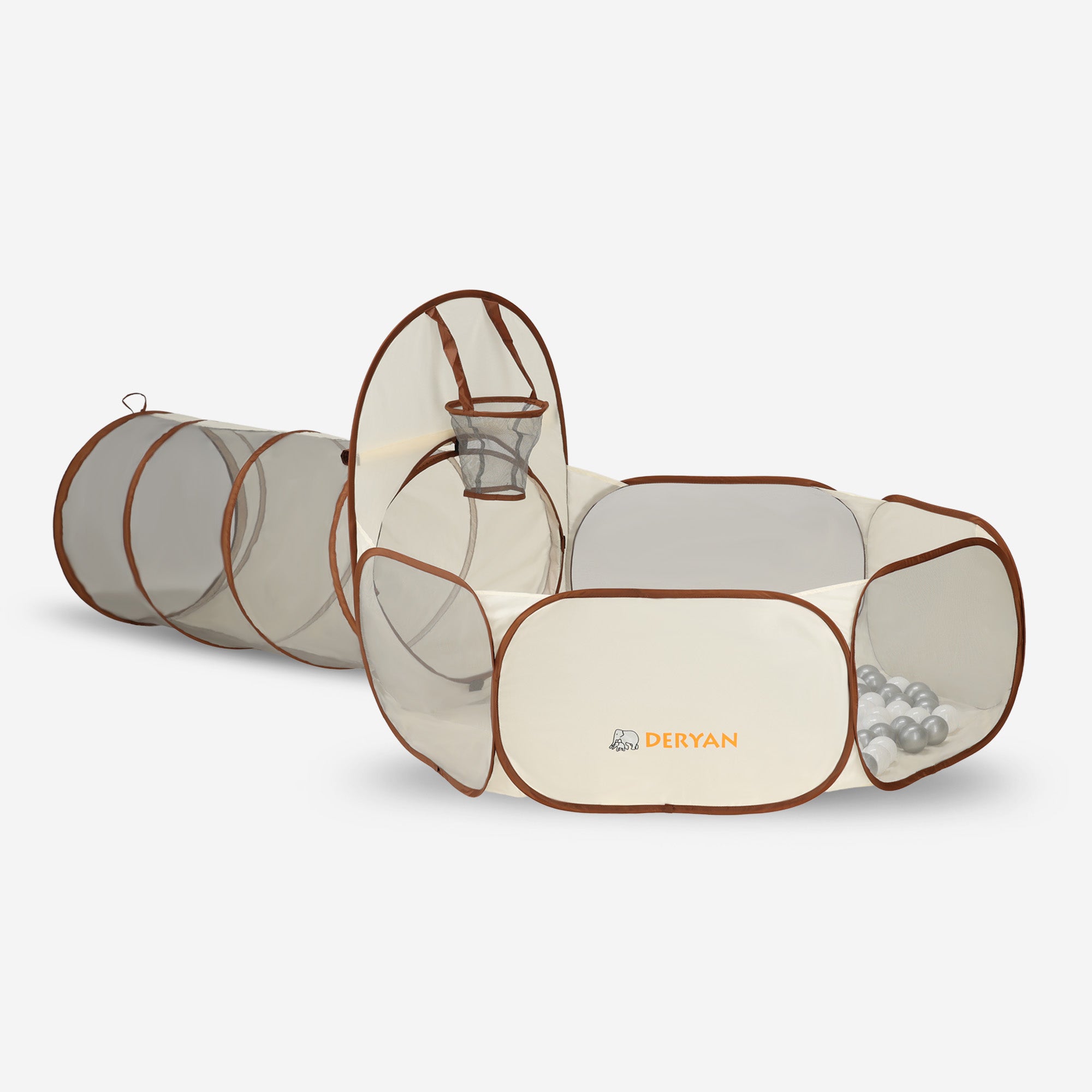 Basketbal Ballenbak Cream Bruin 3-in-1 opvouwbaar lichtgewicht ontwerp multifunctionele speelplek