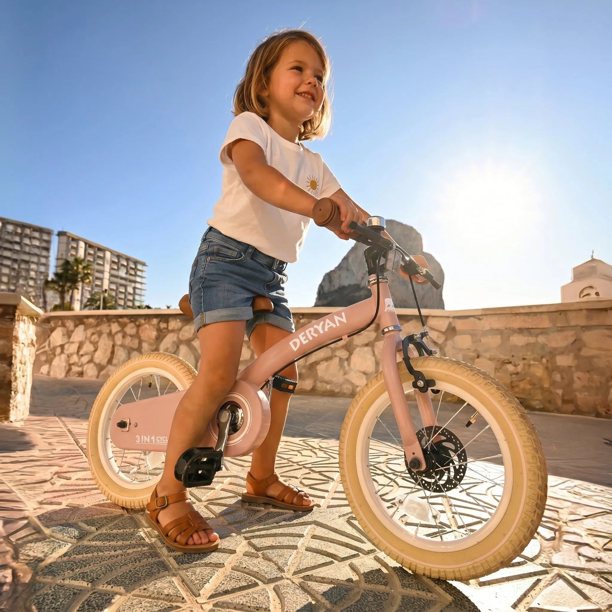 Luxe Kinderfiets 14 inch - 3 in 1 - loopfiets - Roze
