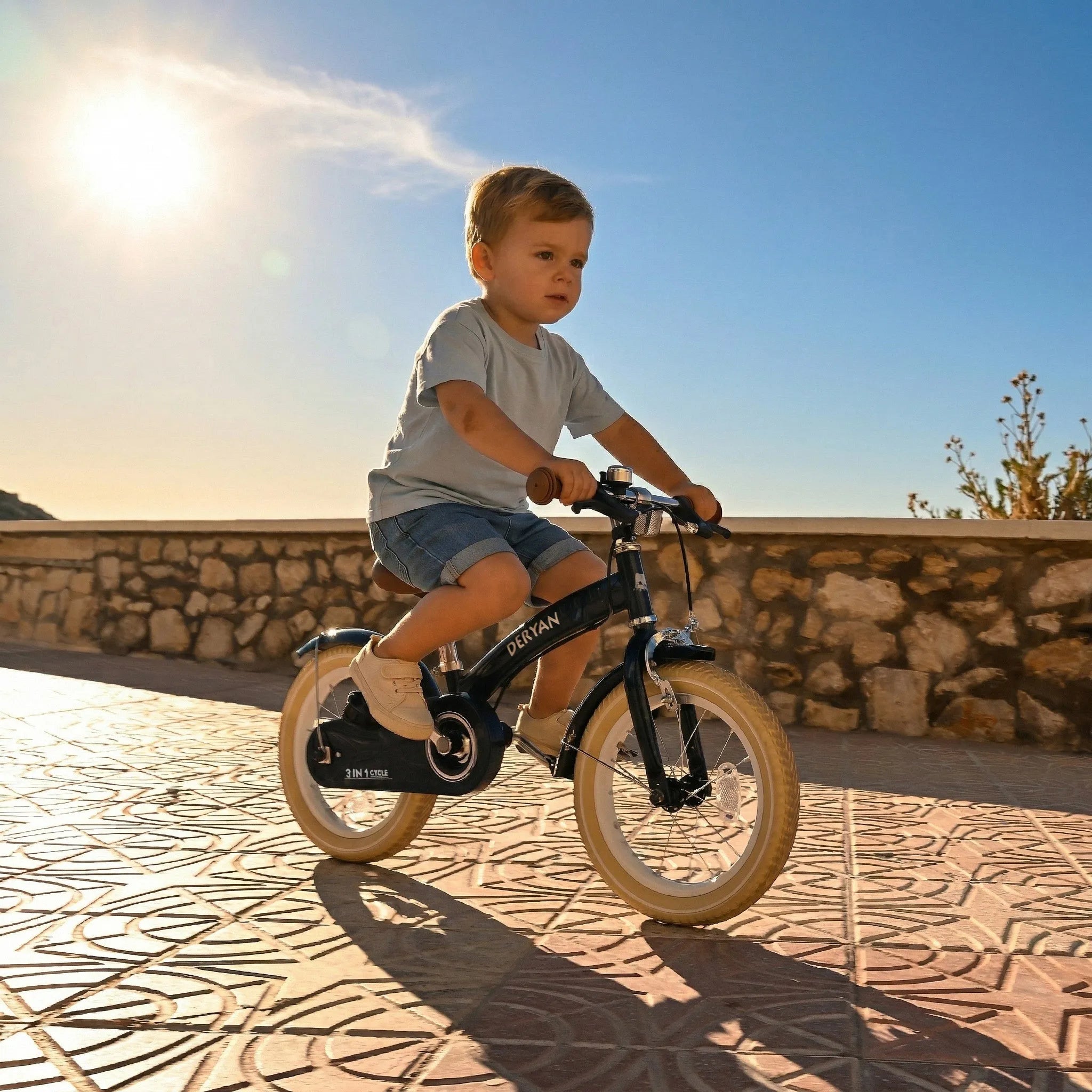 Luxe Kinderfiets 12 inch - 3 in 1 - loopfiets Blauw