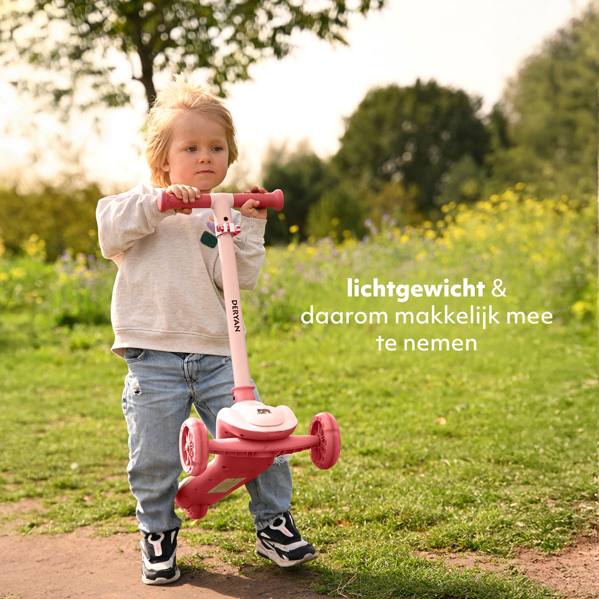 Harvey Kinderstep 3 Wielen met LED - Verstelbaar 65-80 cm - Roze