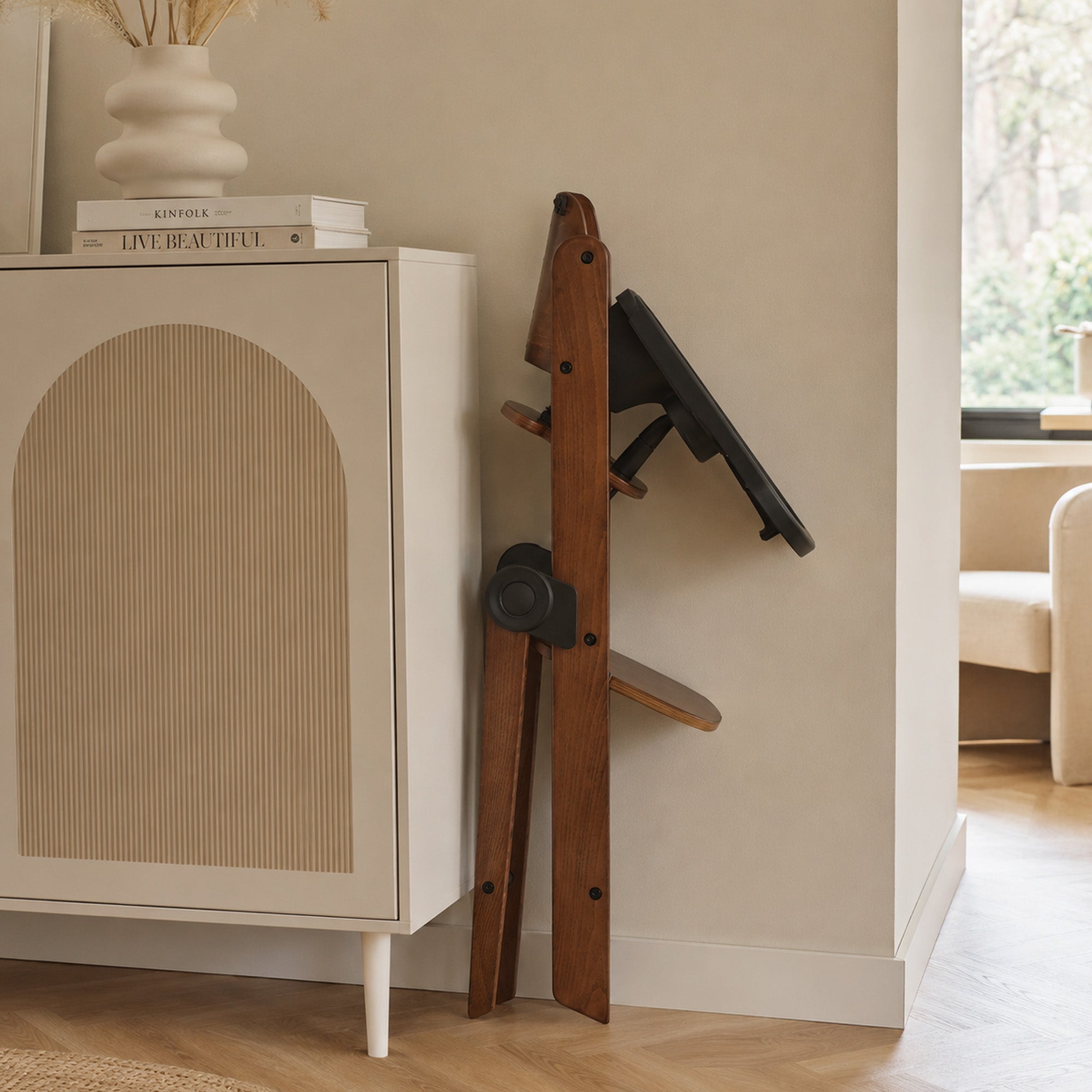 Odin Luxe Houten Meegroeistoel Kinderstoel met Bouncer - Inclusief Eetblad - Verstelbare Kinderstoel - Warm Brown Nougat