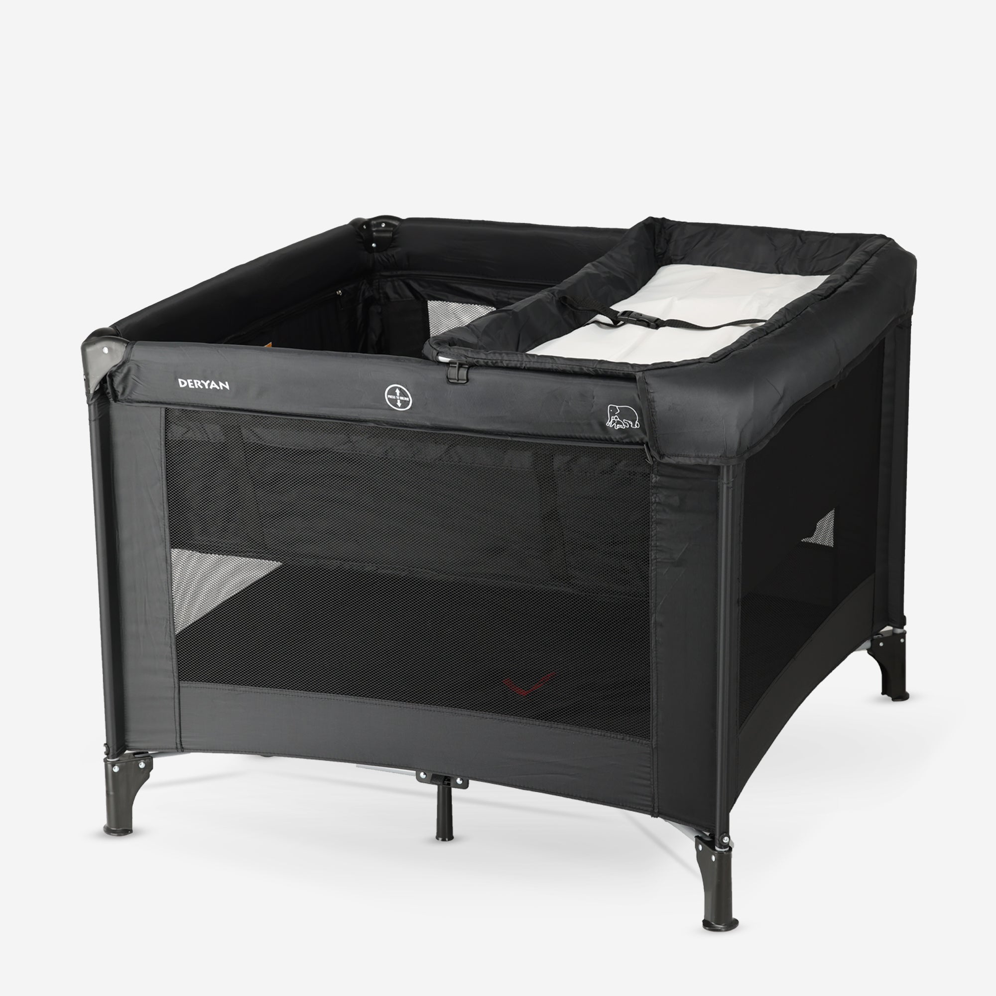 Inklapbare Kinderbox 100x100 cm - Met Verschoonblad en Bodemverhoger - Zwart