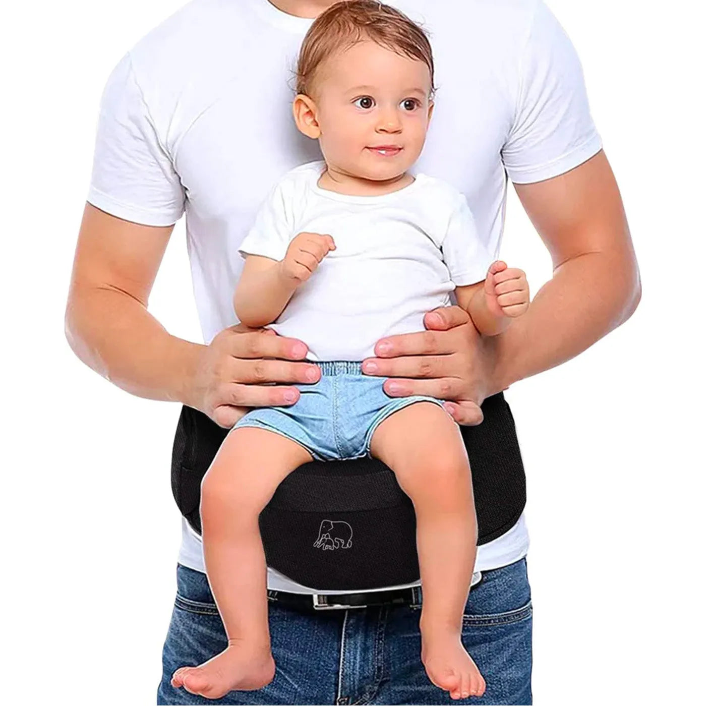 DERYAN Pack Basic heupdrager zwart heupzitje compact lichtgewicht voor baby en peuter