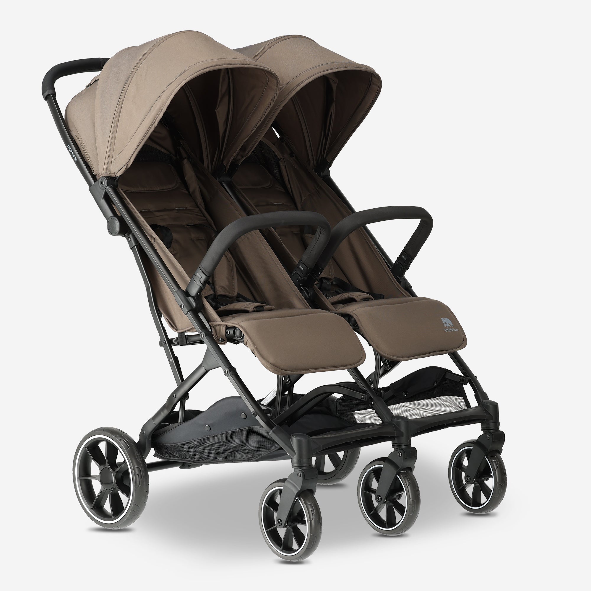 DERYAN Rolo DuoBuggy X2 XL Hazel duo buggy voor 2 kinderen met extra grote achterwielen