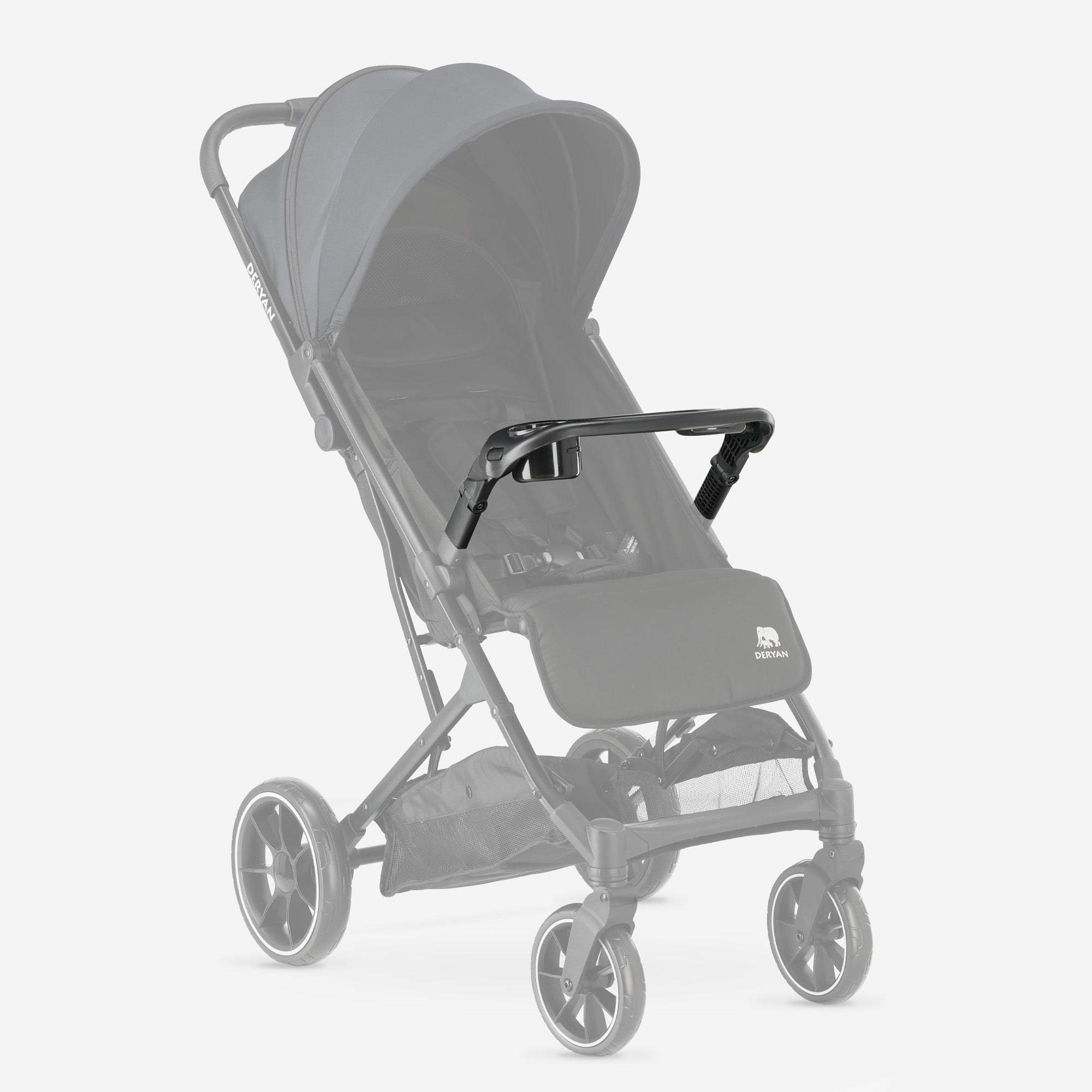 Rolo Tray op Rolo Buggy XL met geïntegreerde bekerhouder en klikbevestiging