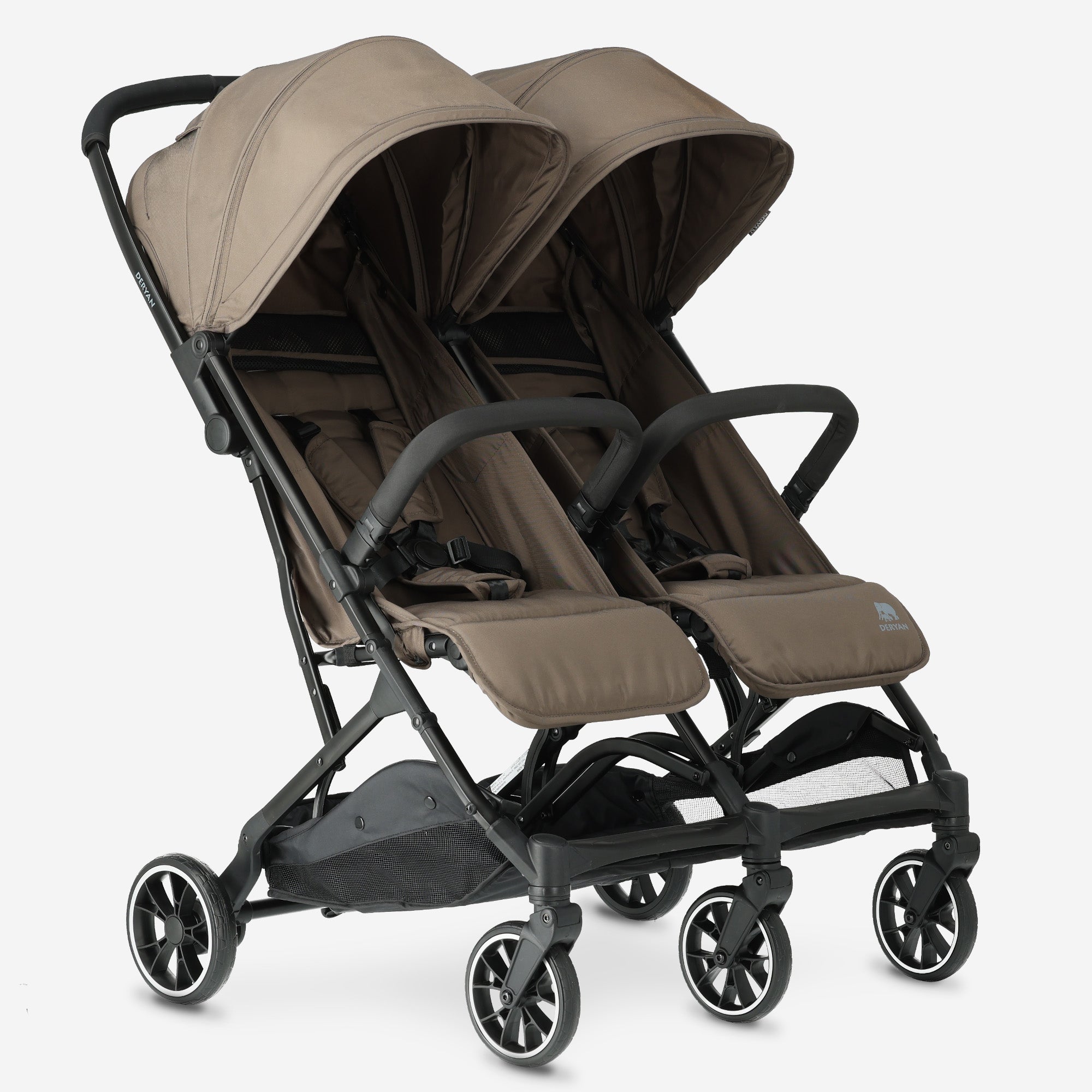 DERYAN Rolo DuoBuggy X2 Hazel duo buggy met twee zitplekken voor twee kinderen in Hazel kleur