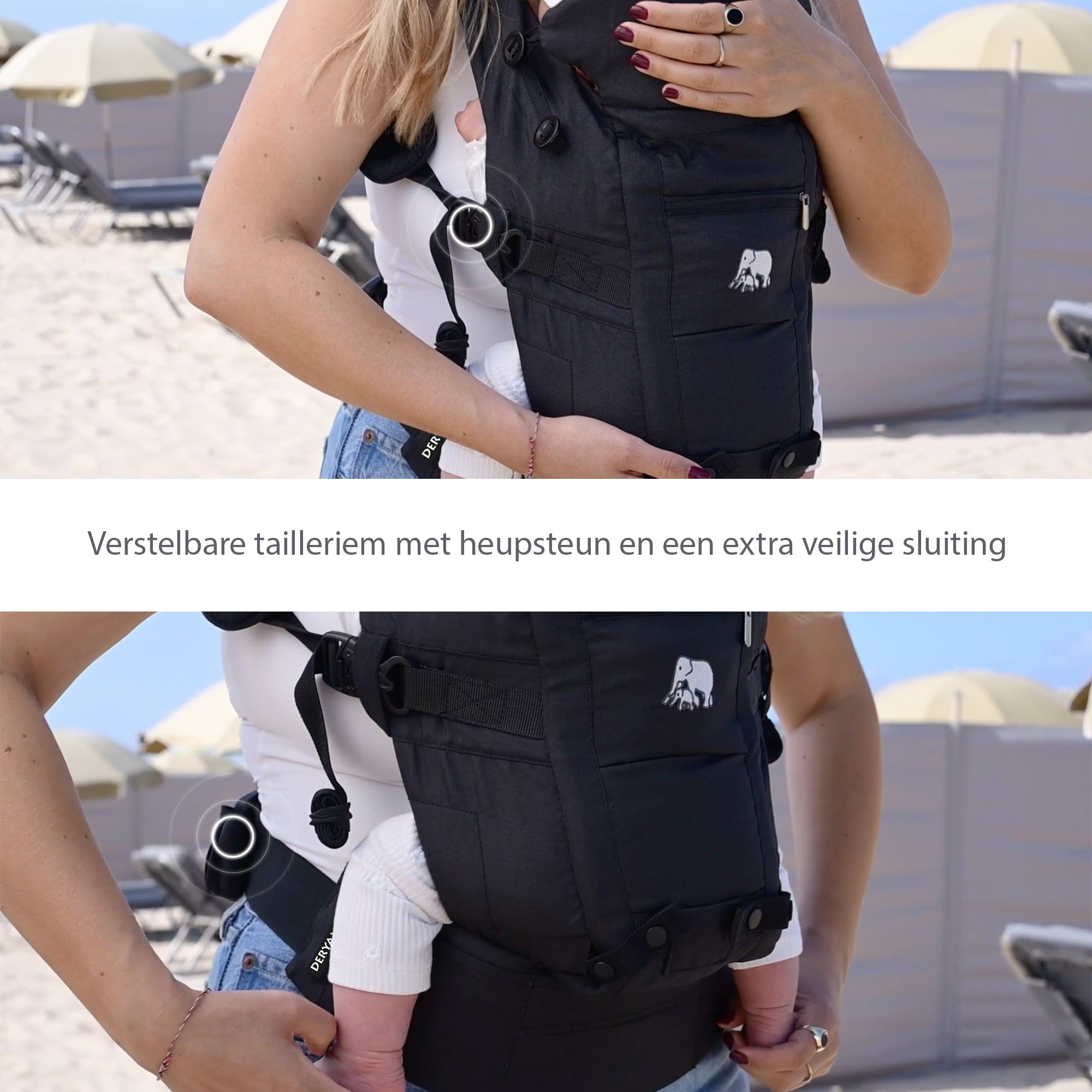 Draagzak 4-in-1 zwart ergonomisch verstelbaar met vier draagstanden