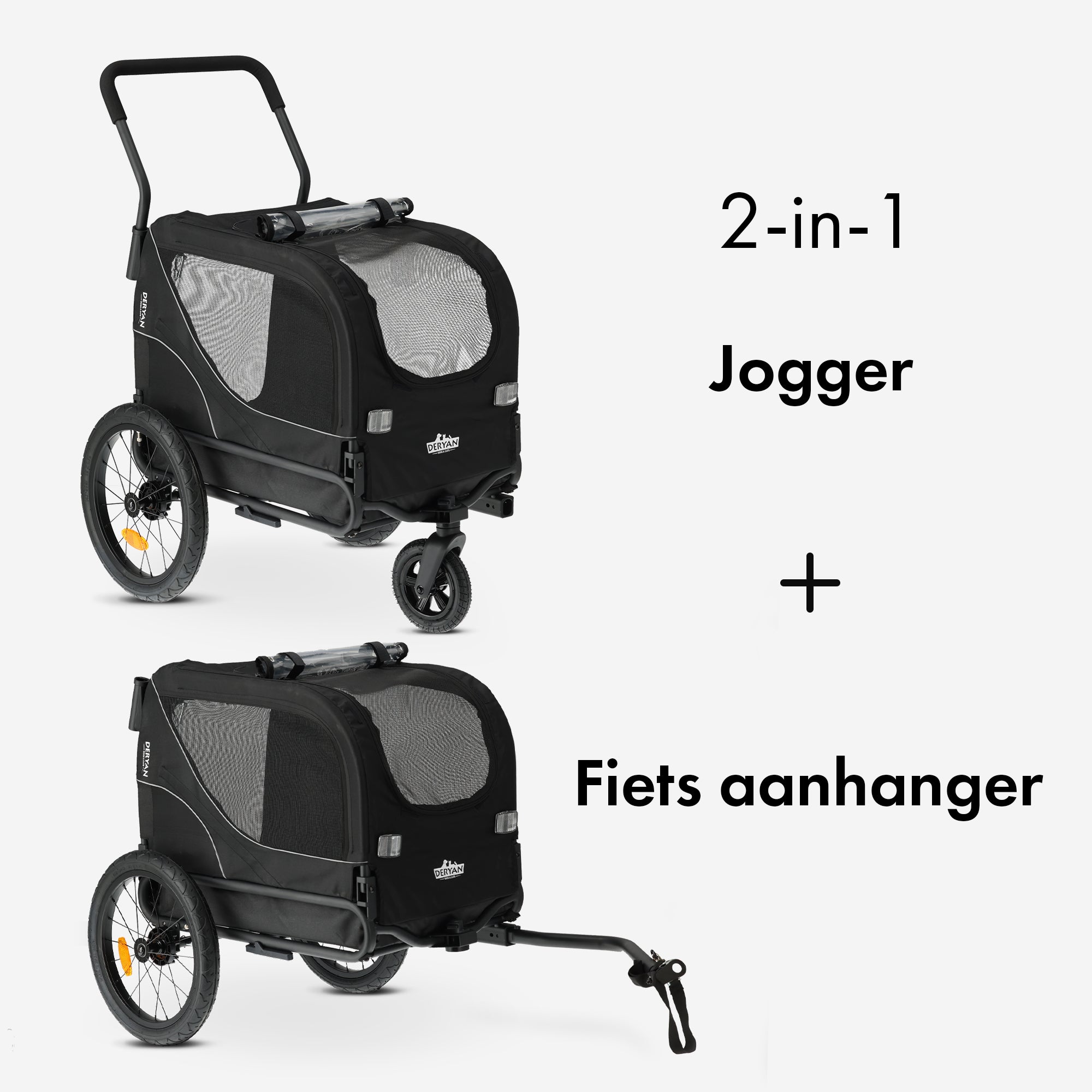 Hondenfietskar 2-in-1 – Opvouwbaar – Tot 20kg – Geschikt voor E-bikes