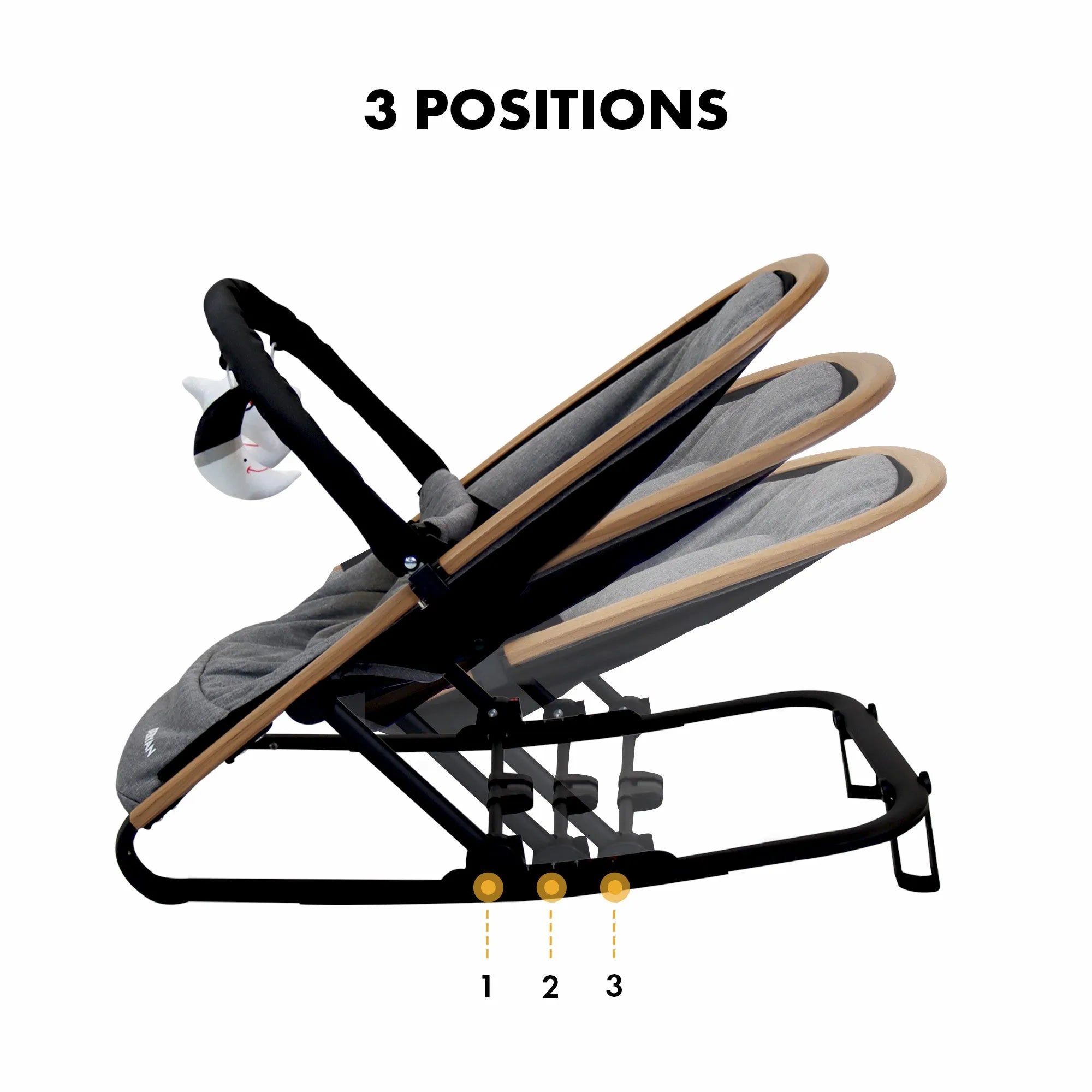Wipstoel Rocker Grijs met gebogen onderstel en ruime zitting