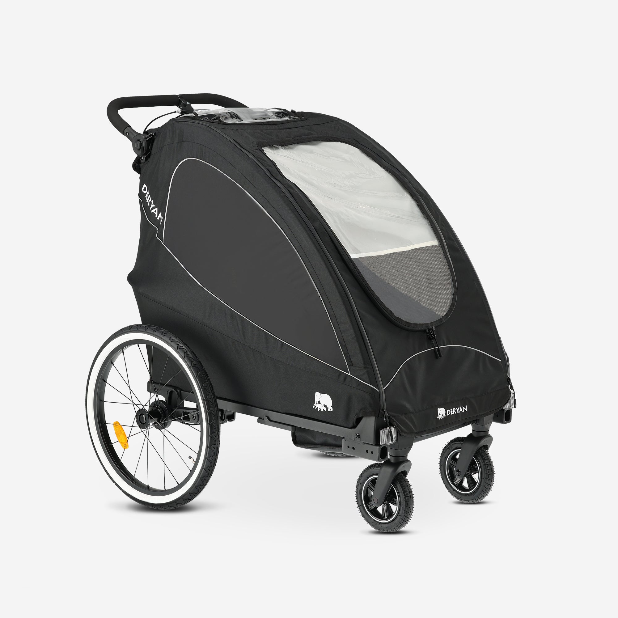 Luxe Fietskar - fietskar en wandelwagen en hardloopkinderwagen - Zwart