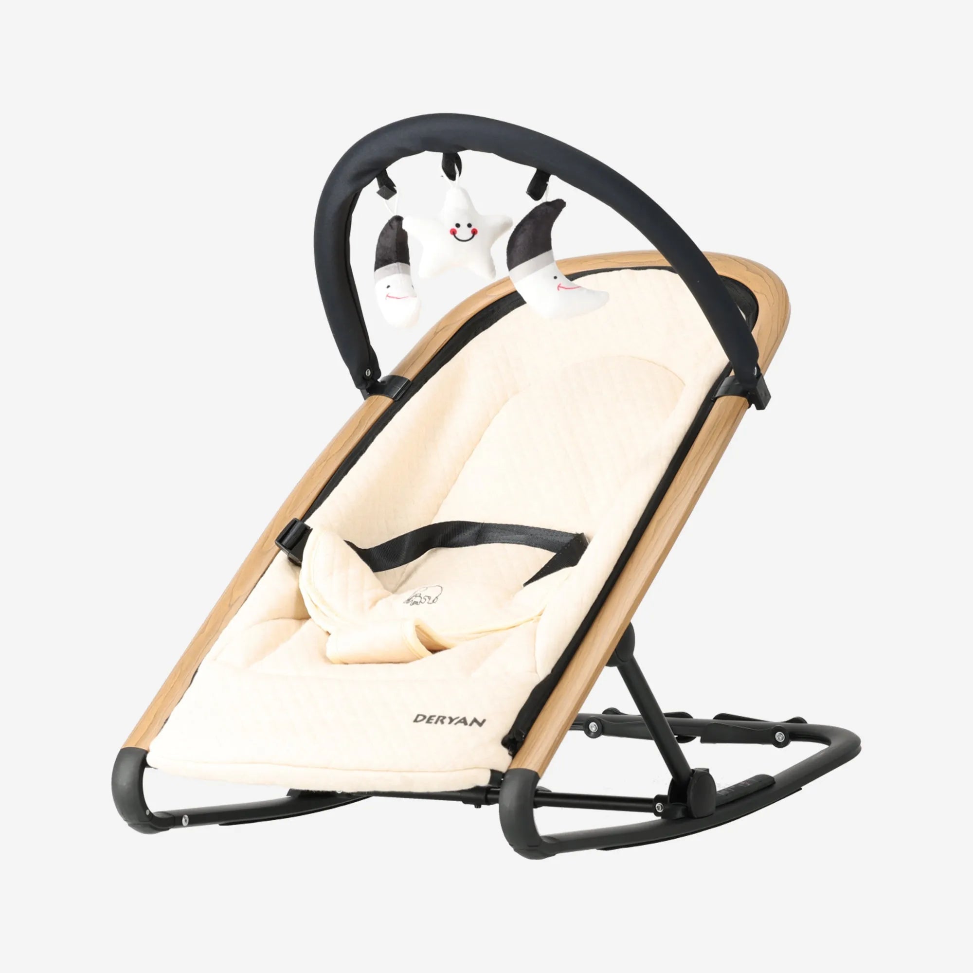 Wipstoel Rocker Creme met compact frame en zachte bekleding