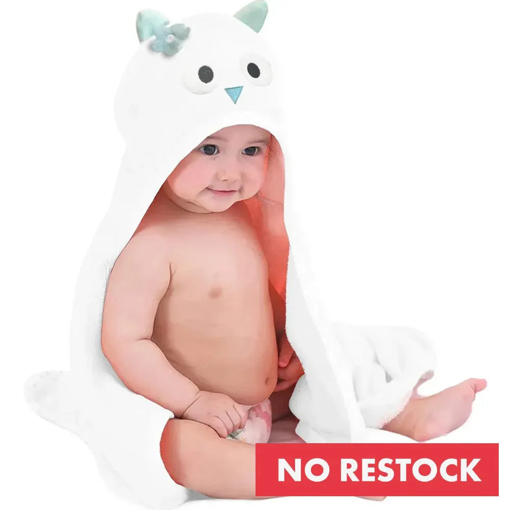 Uil baby fleece wikkeldeken 75x100 cm met capuchon zachte dierencape