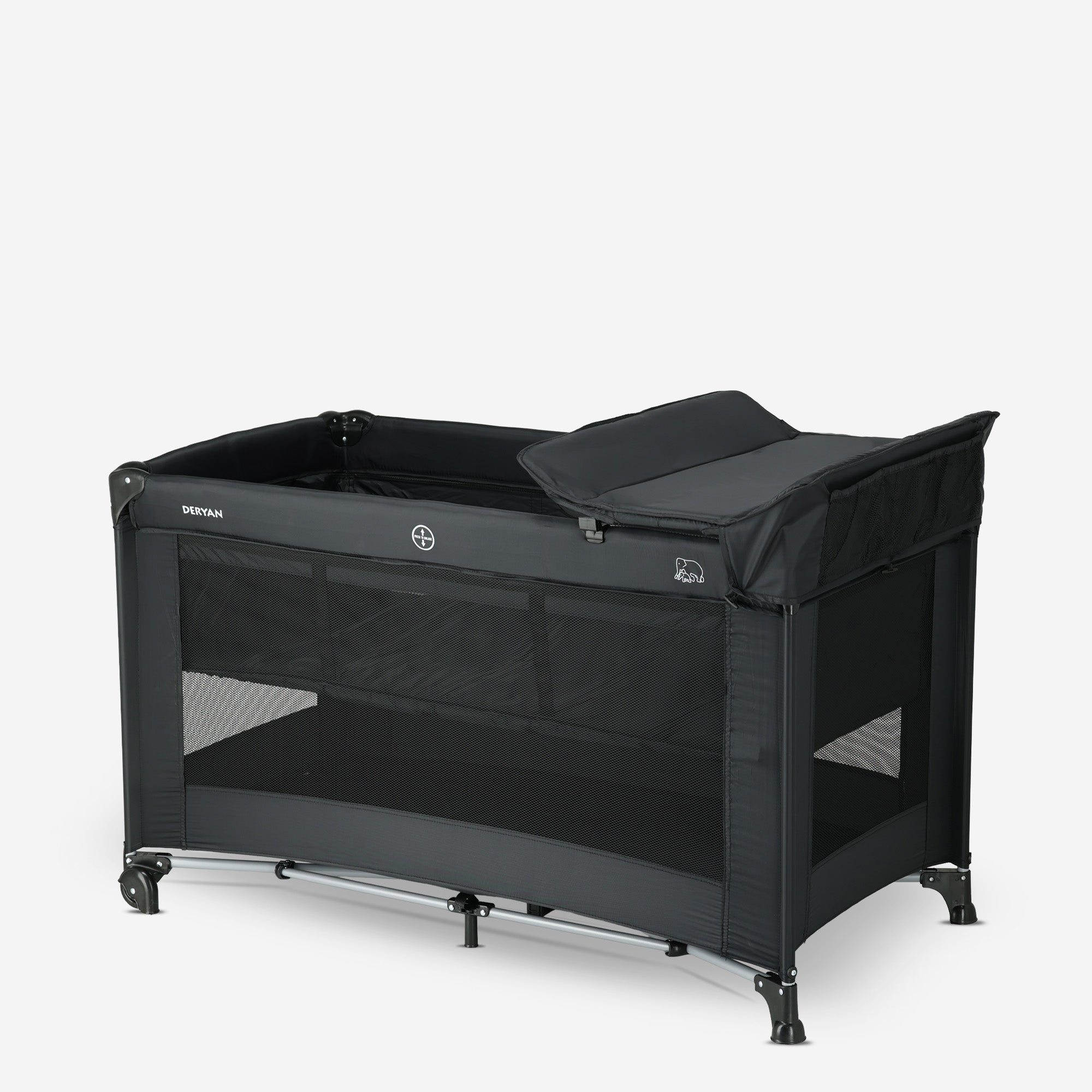 Luxe Campingbed Inclusief transporttas - Inclusief verschoonblad -Inclusief bodemverhoger Zwart