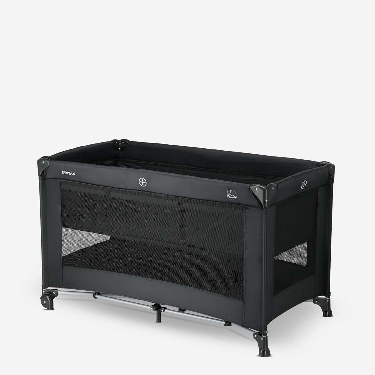 Luxe Campingbed met Verschoonblad en Bodemverhoger - Zwart