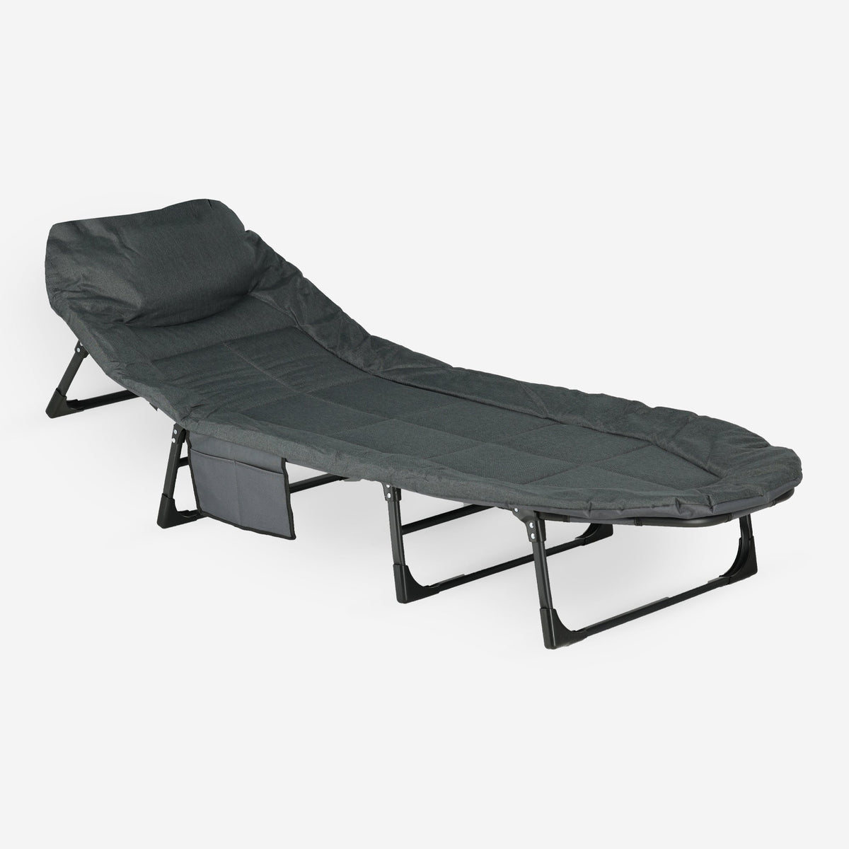 Mooiys Opvouwbaar Veldbed – Campingbed met Verstelbare Rugleuning – Grijs