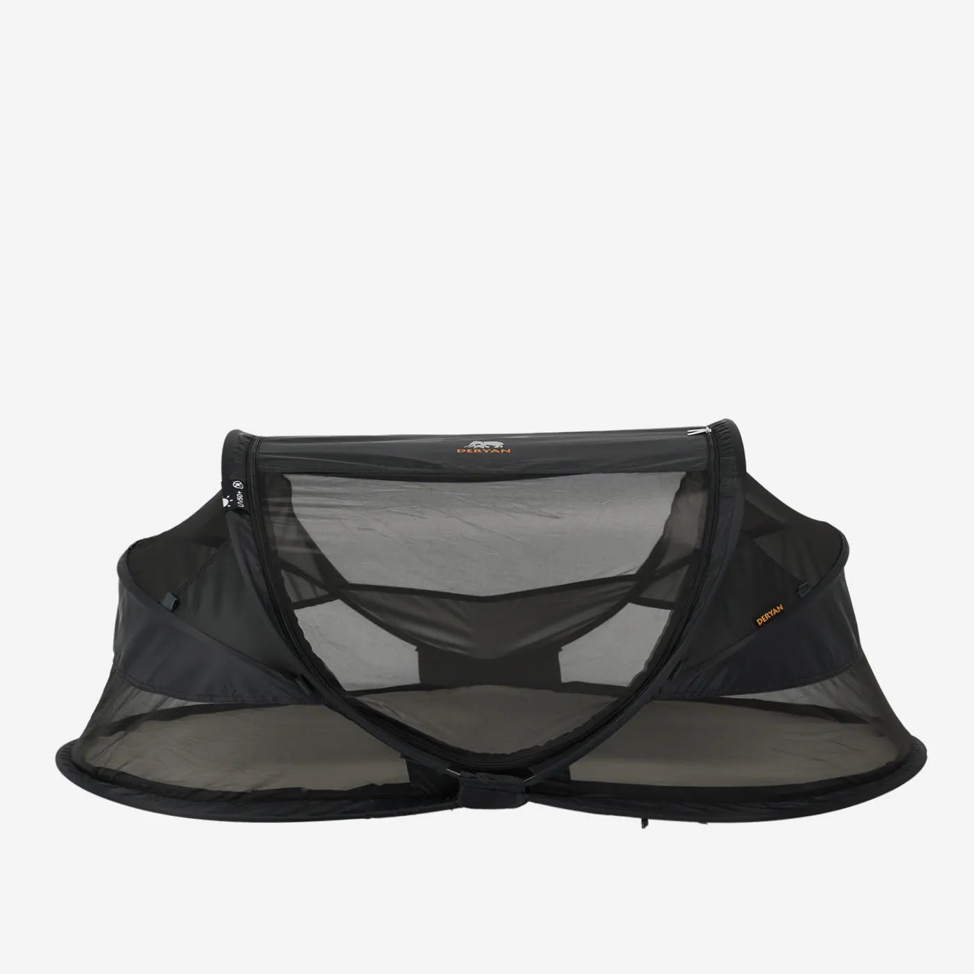 Baby Luxe Zwart pop-up reisbed met zelfopblaasbaar matras muggennet <1 mm en 50% UV-bescherming