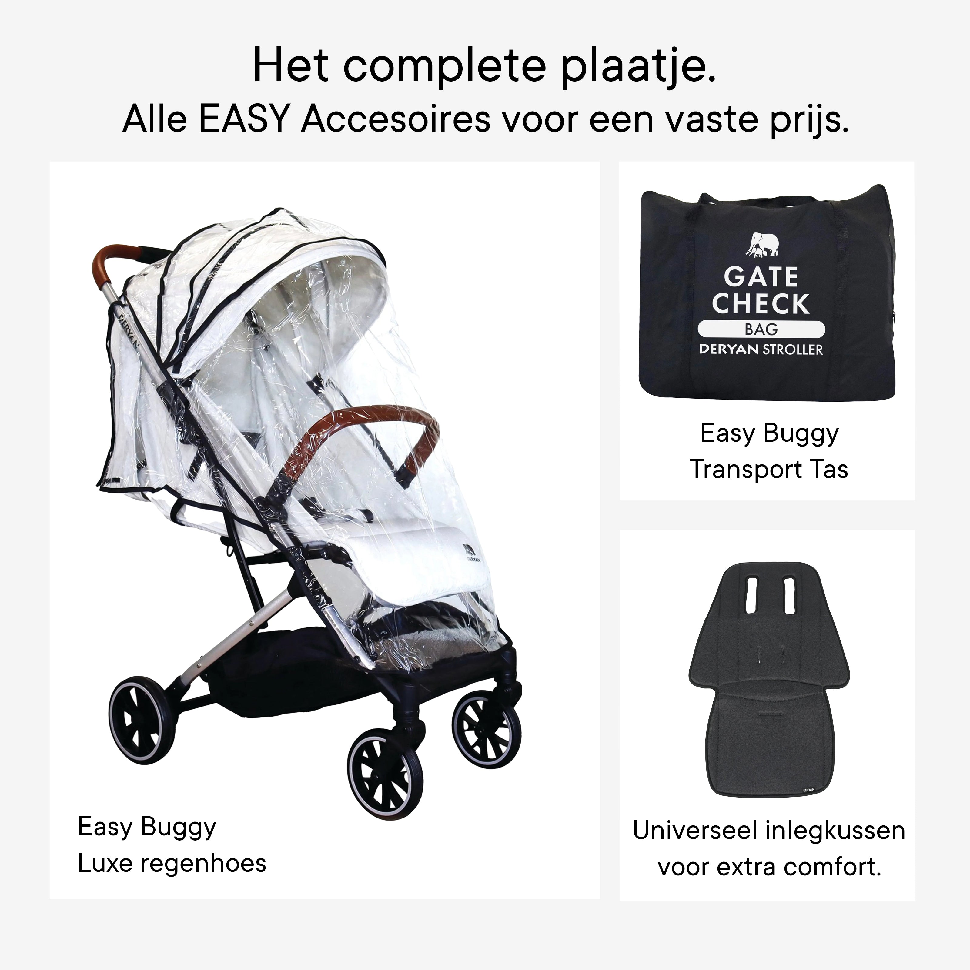 EASY Buggy Accessoires bundel met waterdichte regenhoes opvouwbare transporttas en universeel inlegkussen