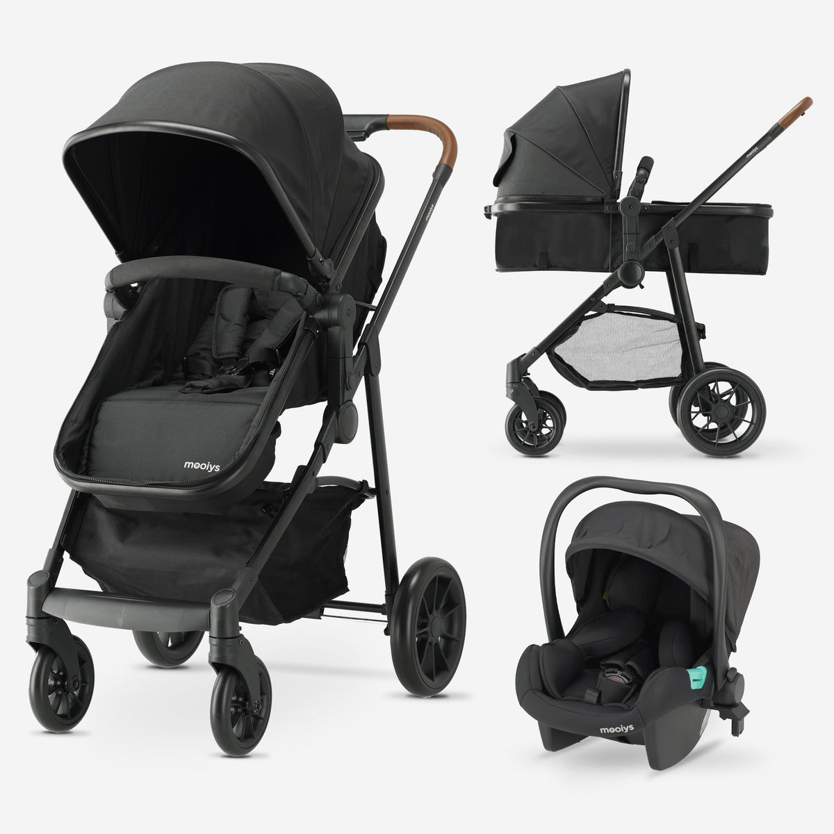 Mooiys Kai Kinderwagen - 3-in-1 reissysteem kinderwagen - Zwart