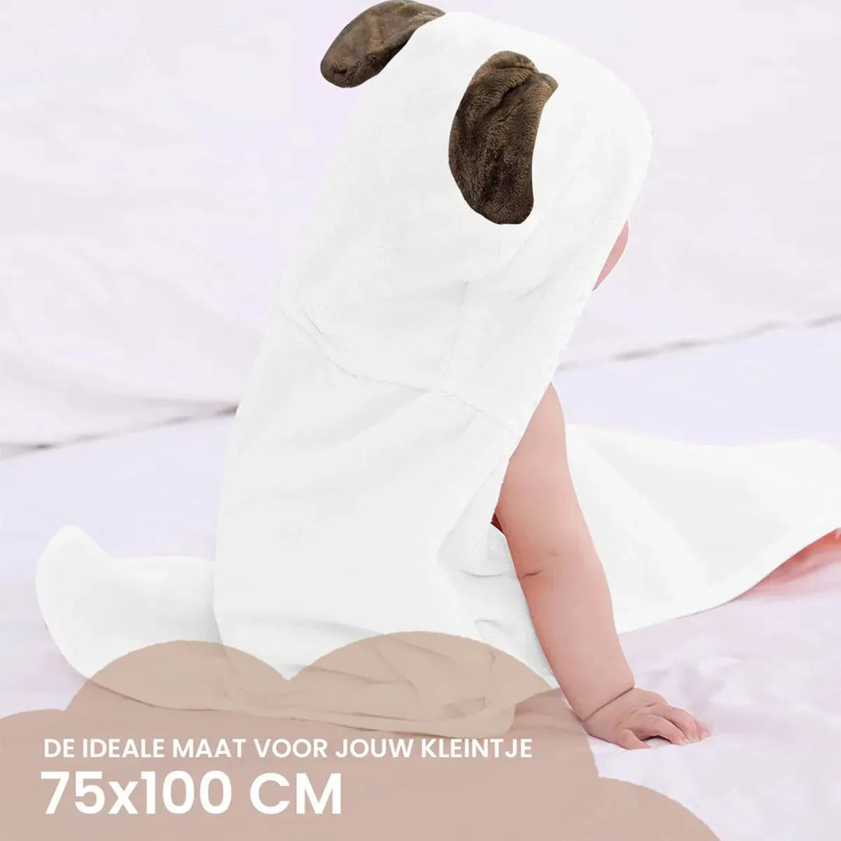 Konijn Bruin Multifunctionele Baby Fleece deken met capuchon – Wikkeldeken – Deken 75x100 cm