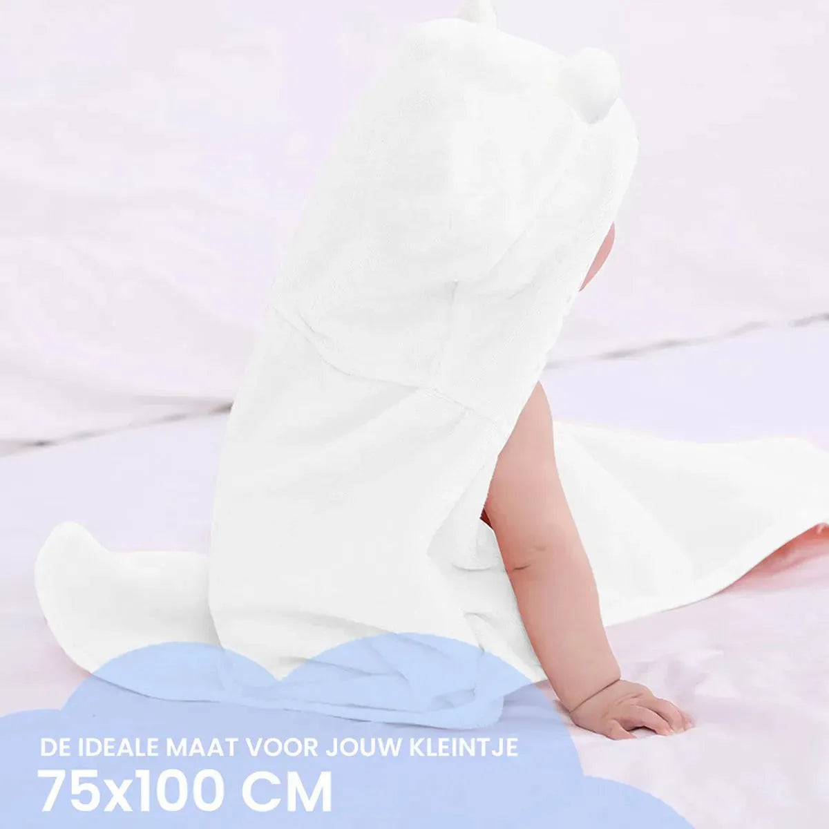 Panda Blauw Multifunctionele Baby Fleece deken met capuchon – Wikkeldeken – Deken 75x100 cm