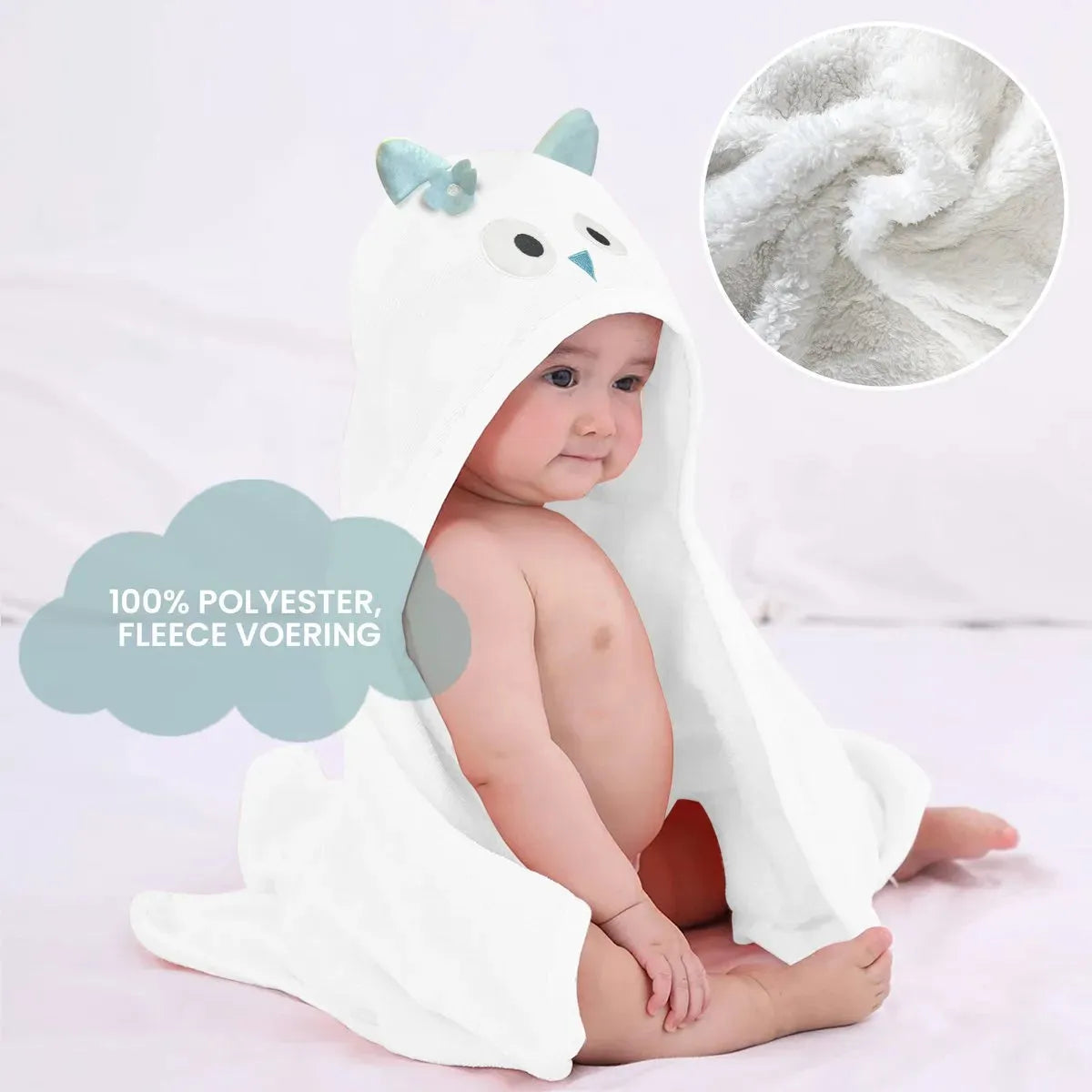 Uil Multifunctionele Baby Fleece deken met capuchon – Wikkeldeken – Deken 75x100 cm