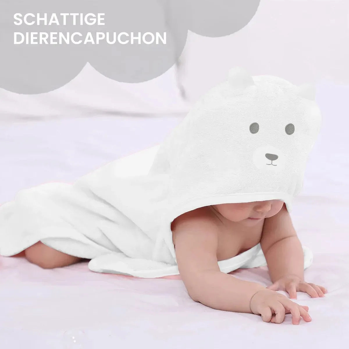 Ijsbeer Multifunctionele Baby Fleece deken met capuchon – Wikkeldeken – Deken 75x100 cm