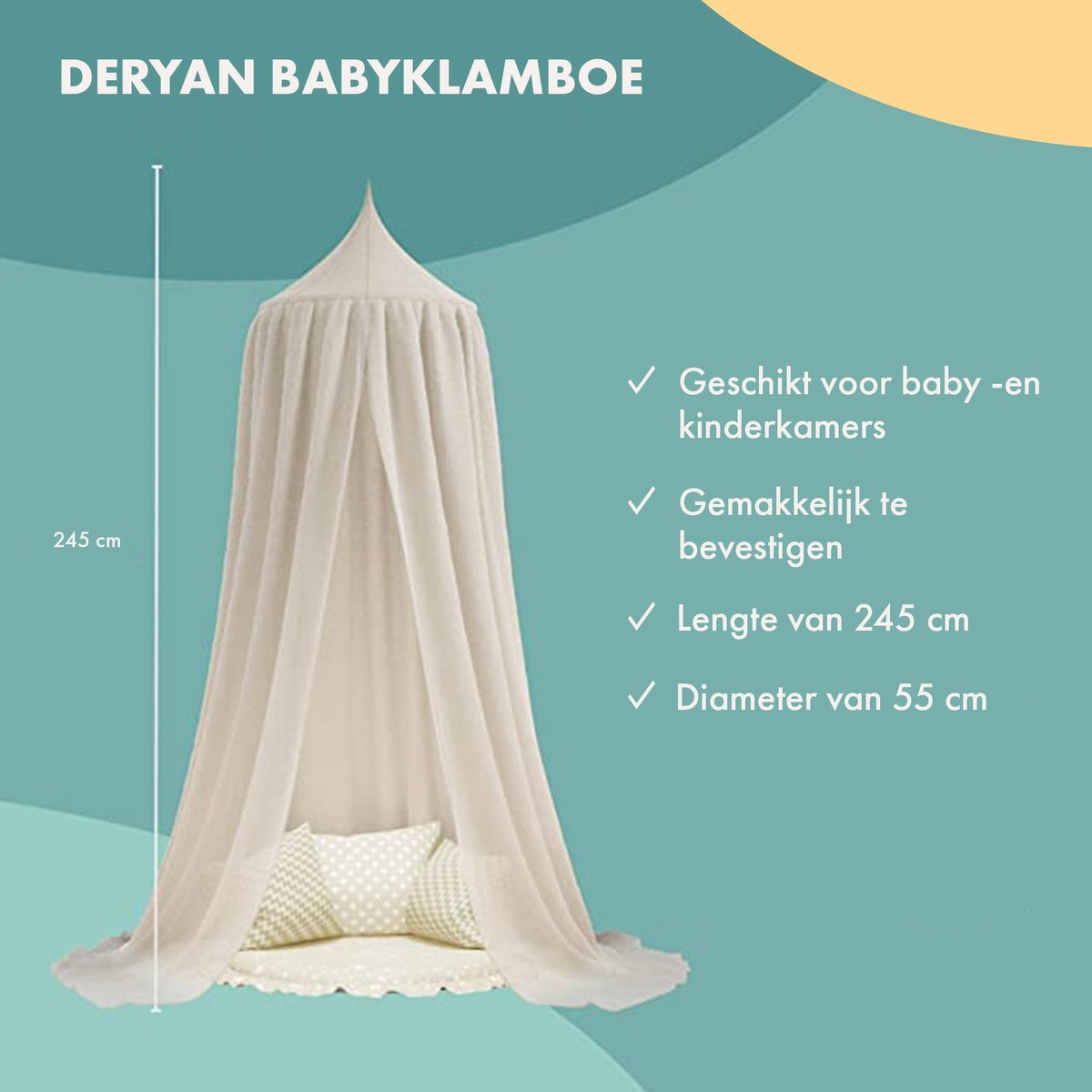Klamboe Nougat Vintage 245 cm - Katoen - Polyester - Baby klamboe - Hemeltje