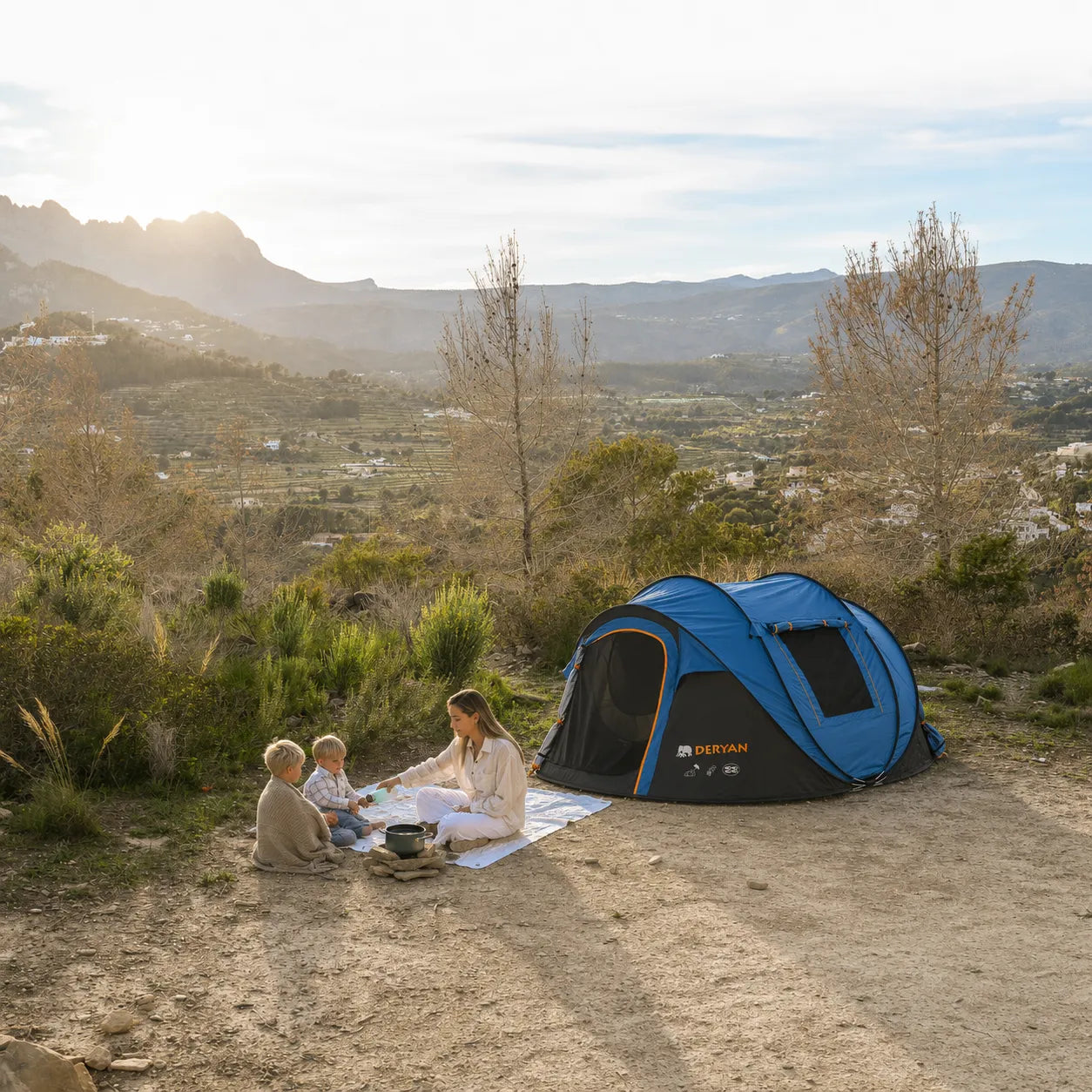 Pop Up Luxe Tent - 2000MM waterkolom - Navy - 4 Persoons