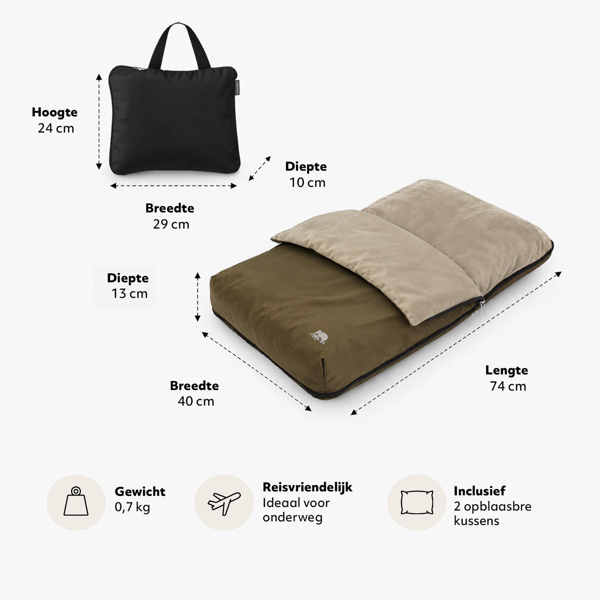 AirTraveller Vliegtuigbedje - Brown
